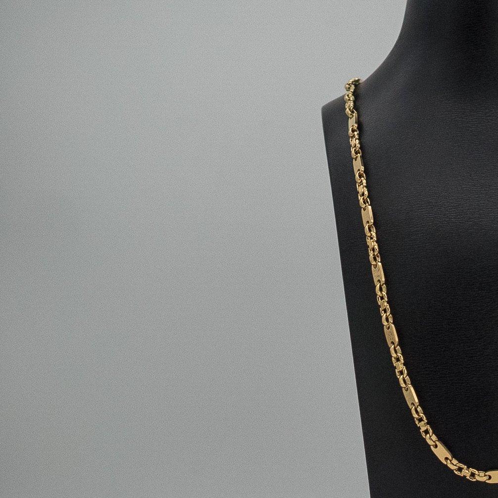 Plattenkette 70 cm aus Edelstahl, 24 Karat vergoldet