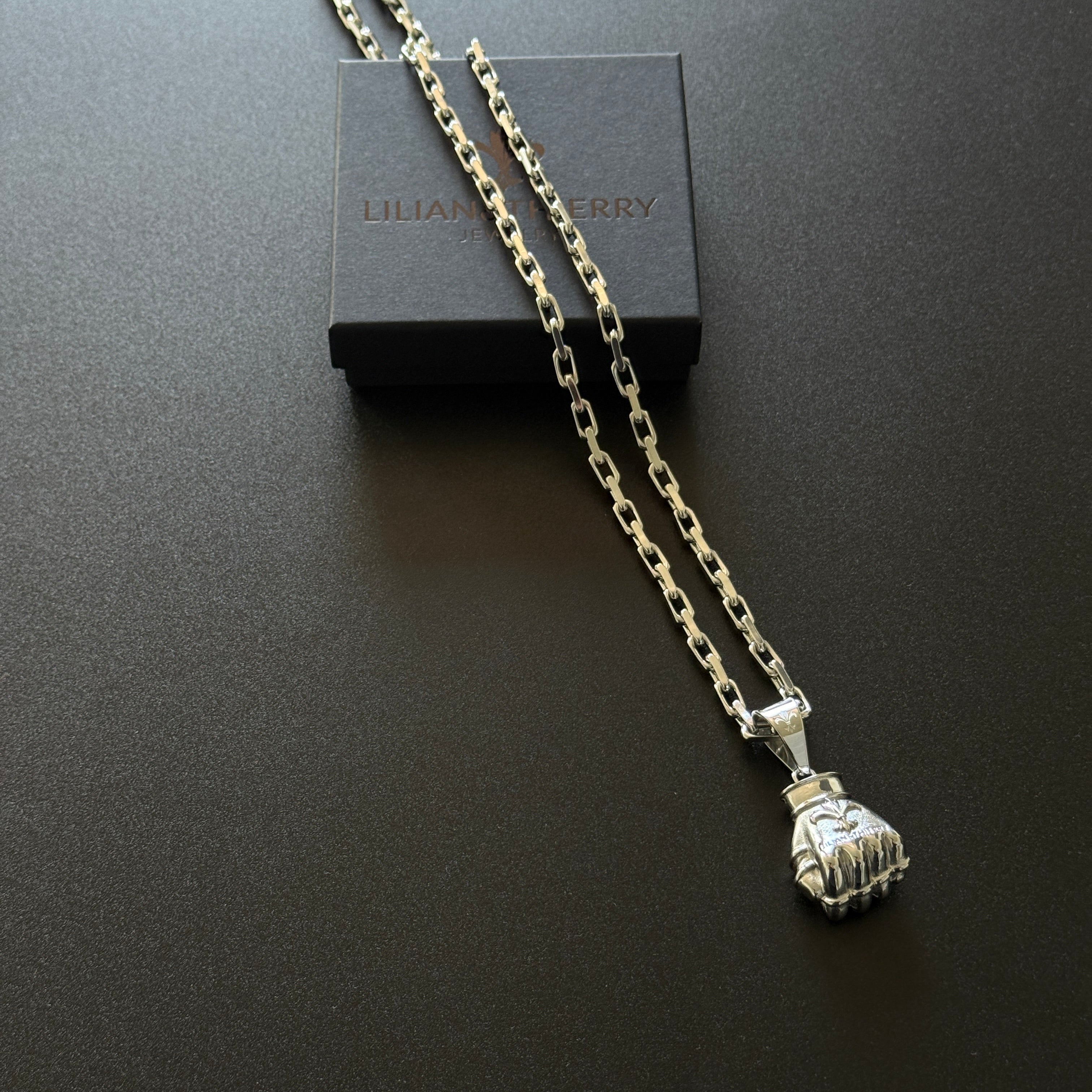 SET - L&T NOBLESSE Halskette 5mm breit + MMA-Handschuh Anhänger Edelstahl