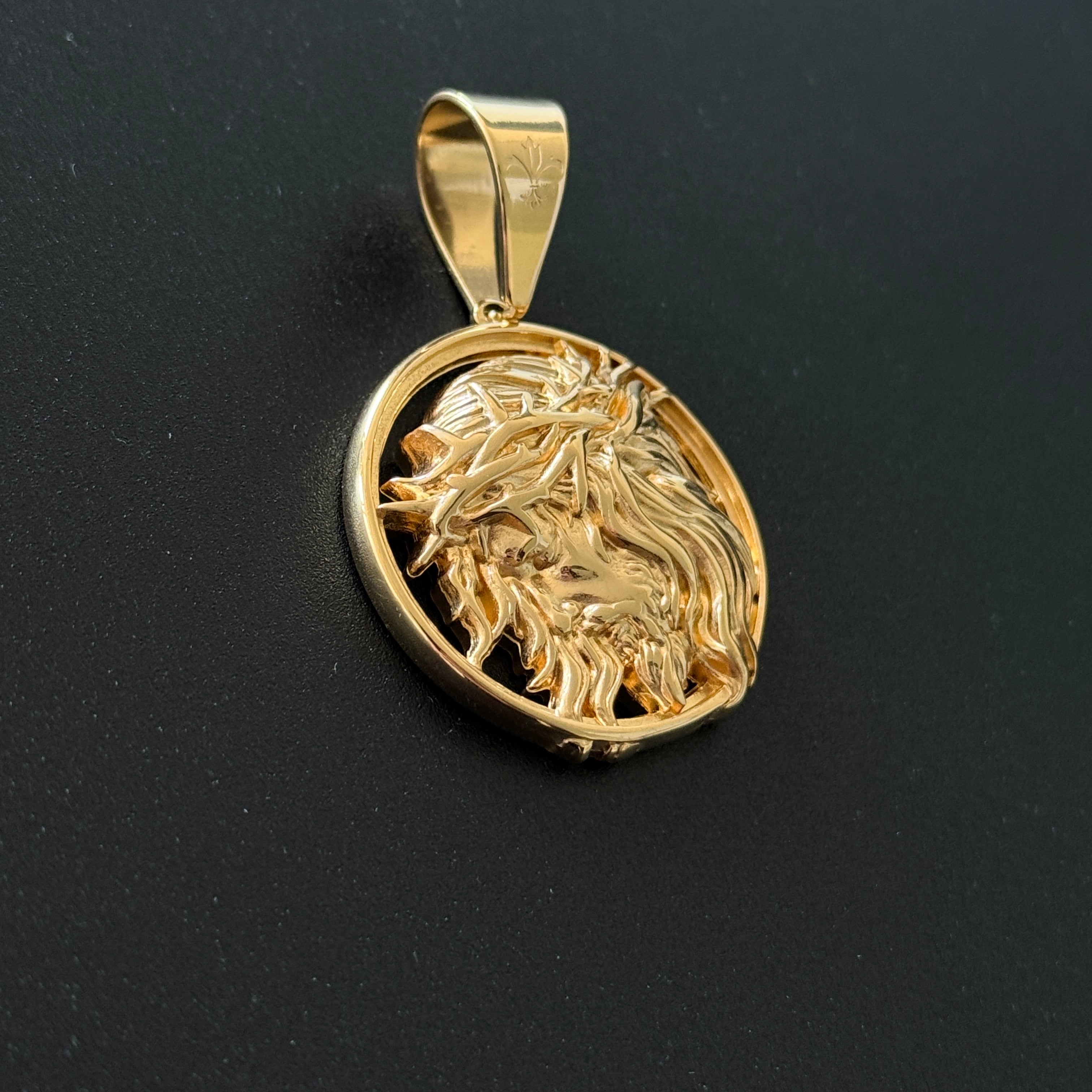 SET - L&T Kordelkette / Rope Chain 6mm breit + Jesus Anhänger aus Edelstahl zusätzlich 18 Karat Goldschicht vergoldet