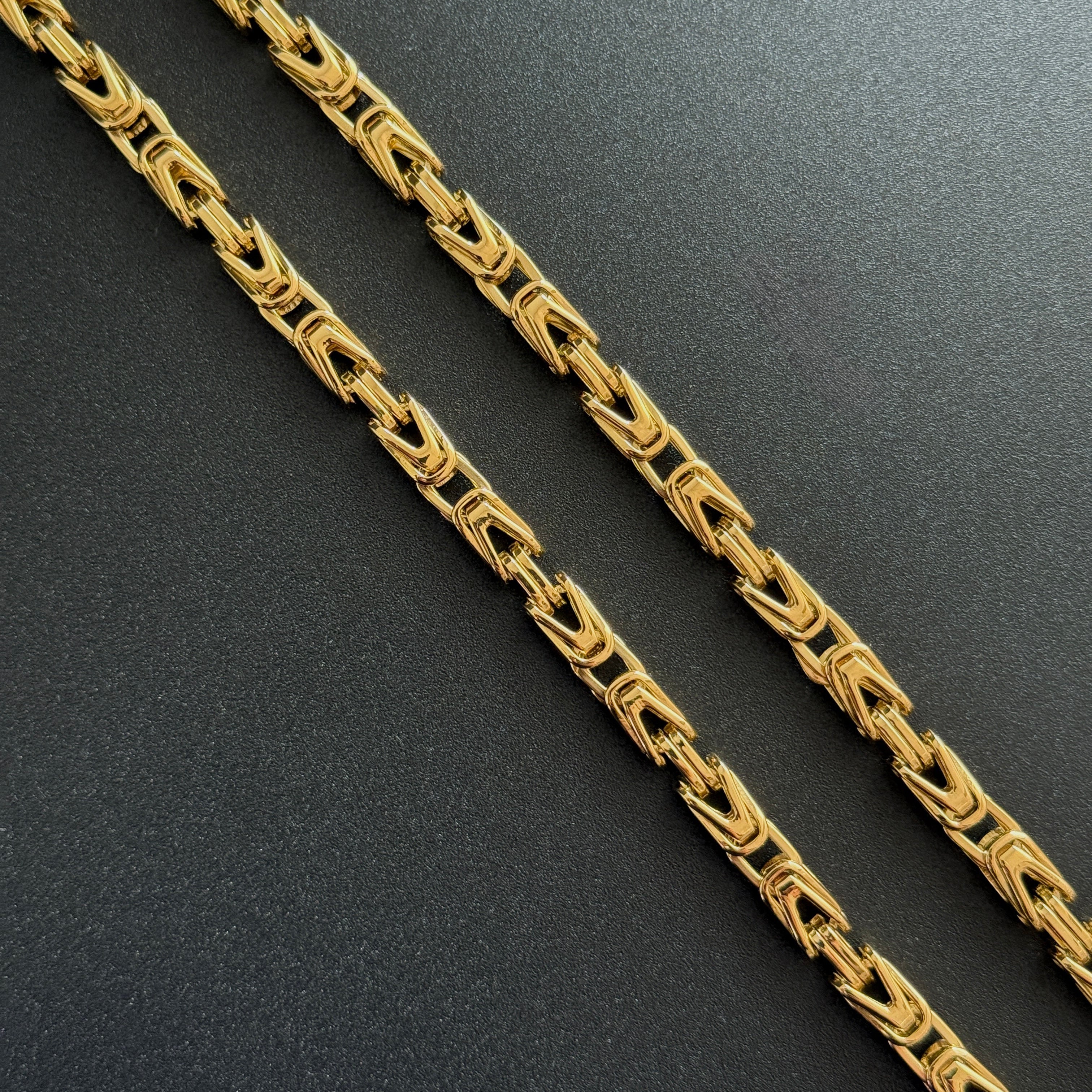 SET - L&T Königskette 5mm breit + Deutschland Adler Anhänger aus Edelstahl zusätzlich 24 Karat Goldschicht vergoldet