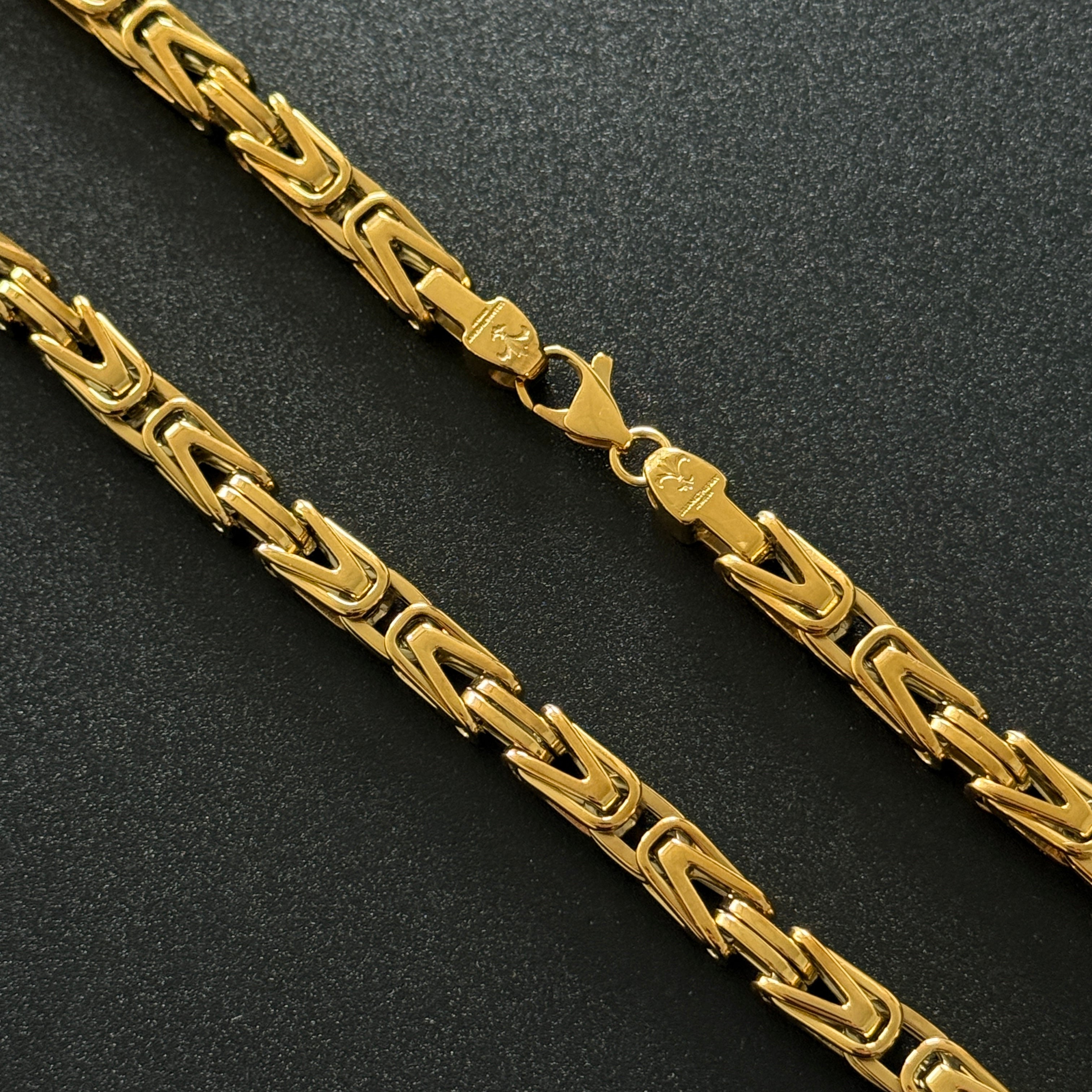 L&T Königskette 7mm aus Edelstahl zusätzlich mit 24 Karat Goldschicht vergoldet
