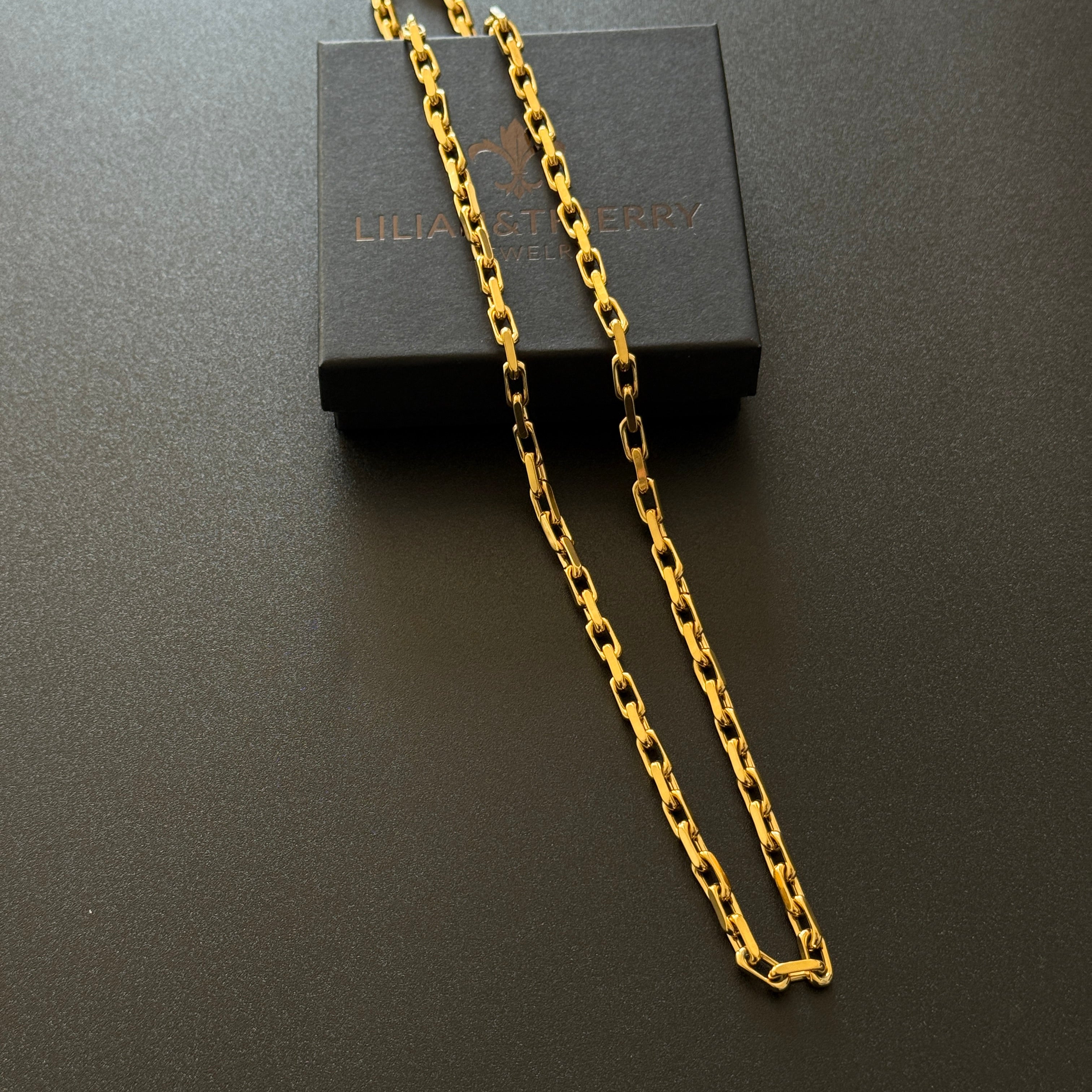 L&T Noblesse Halskette 5mm breit Edelstahl zusätzlich 18 Karat Goldschicht vergoldet