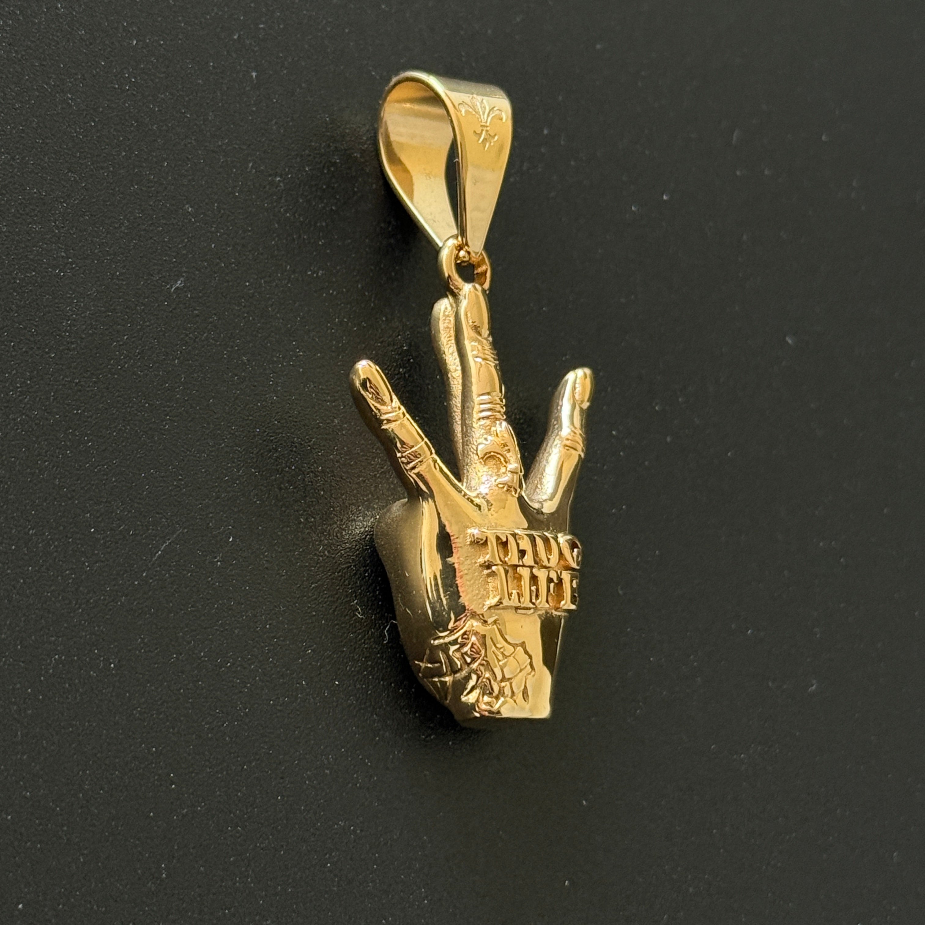 SET - L&T NOBLESSE Halskette 5mm breit + THUG LIFE Anhänger Edelstahl zusätzlich 18 Karat Goldschicht vergoldet