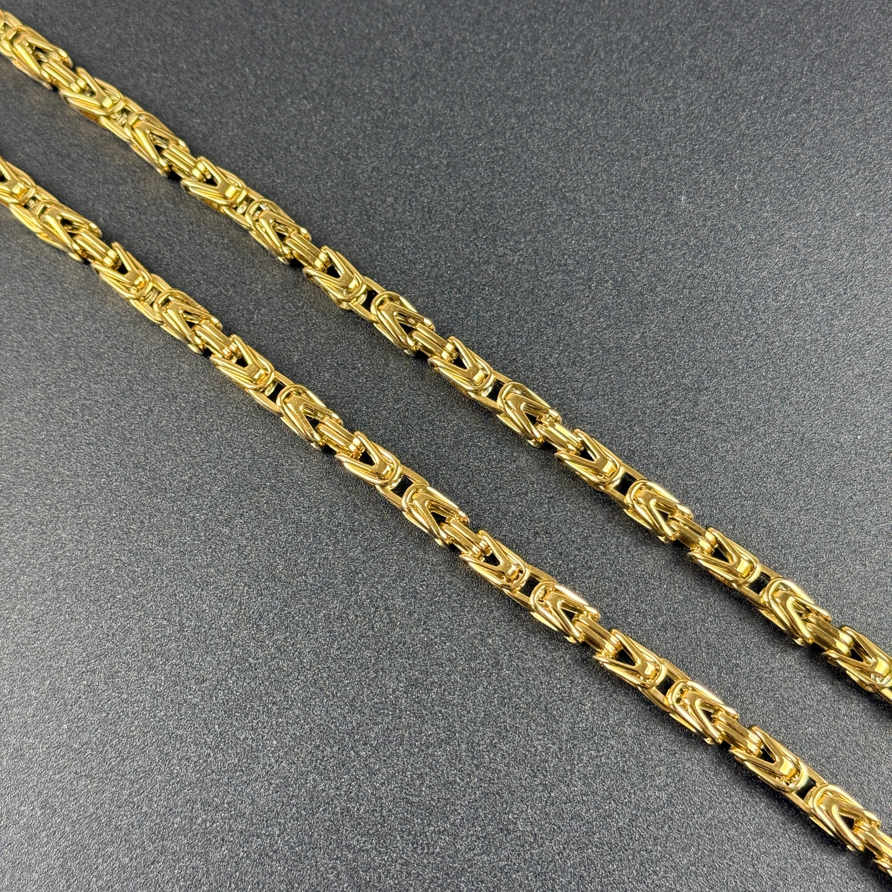 SET - L&T Königskette 5mm breit + Zülfikar Anhänger aus Edelstahl zusätzlich 18 Karat Goldschicht vergoldet