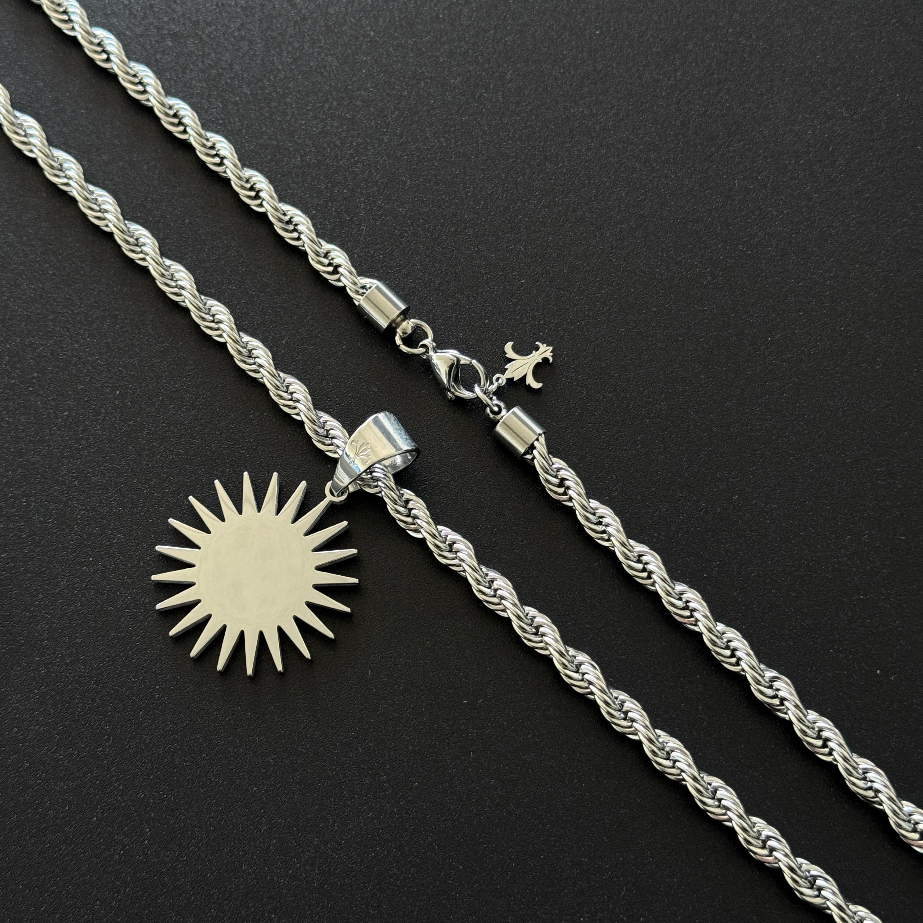 SET - L&T Kordelkette / Rope Chain 6mm breit + Kurdistan Anhänger aus Edelstahl