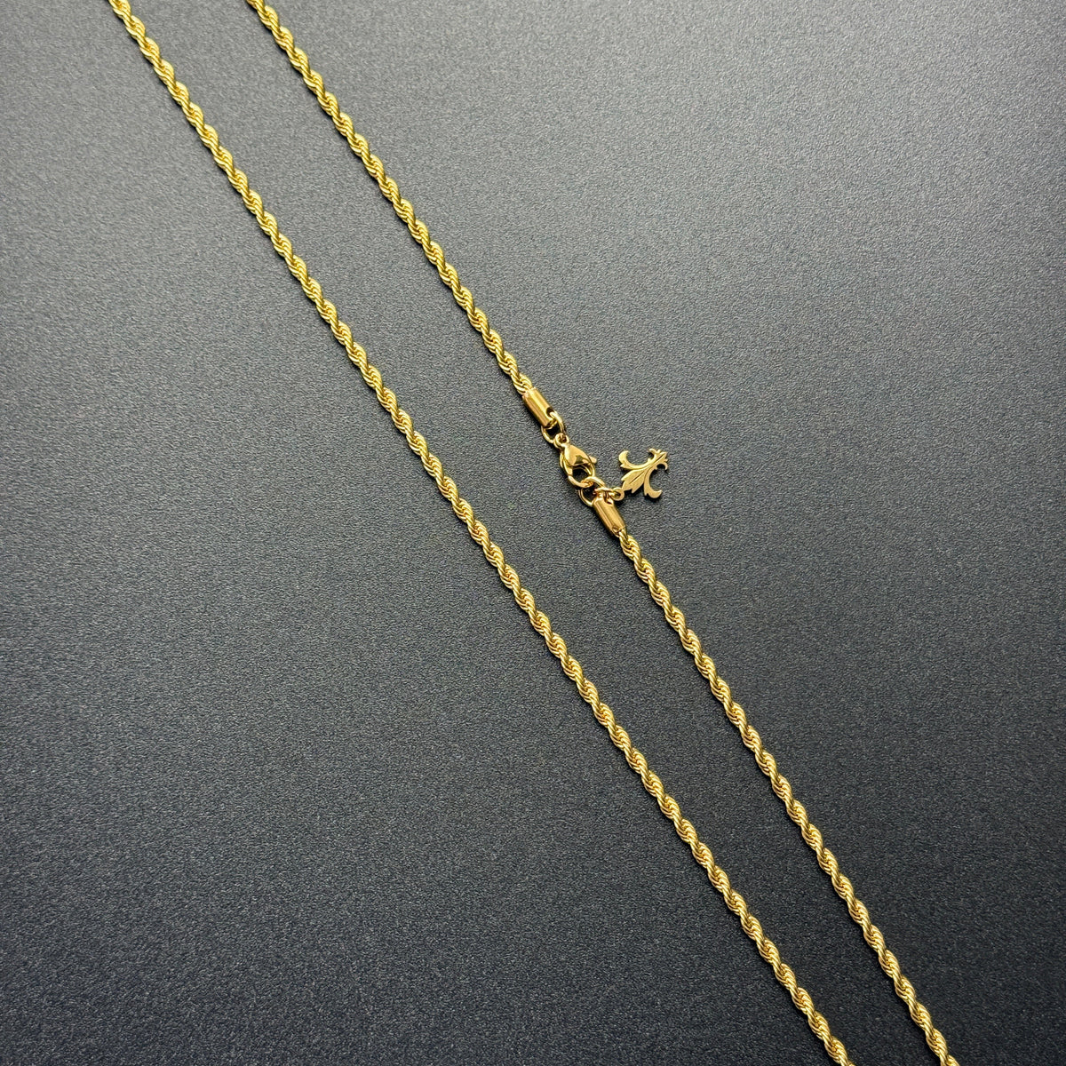 L&T Kordelkette / Rope Chain 3mm breit Edelstahl zusätzlich 18 Karat Goldschicht vergoldet