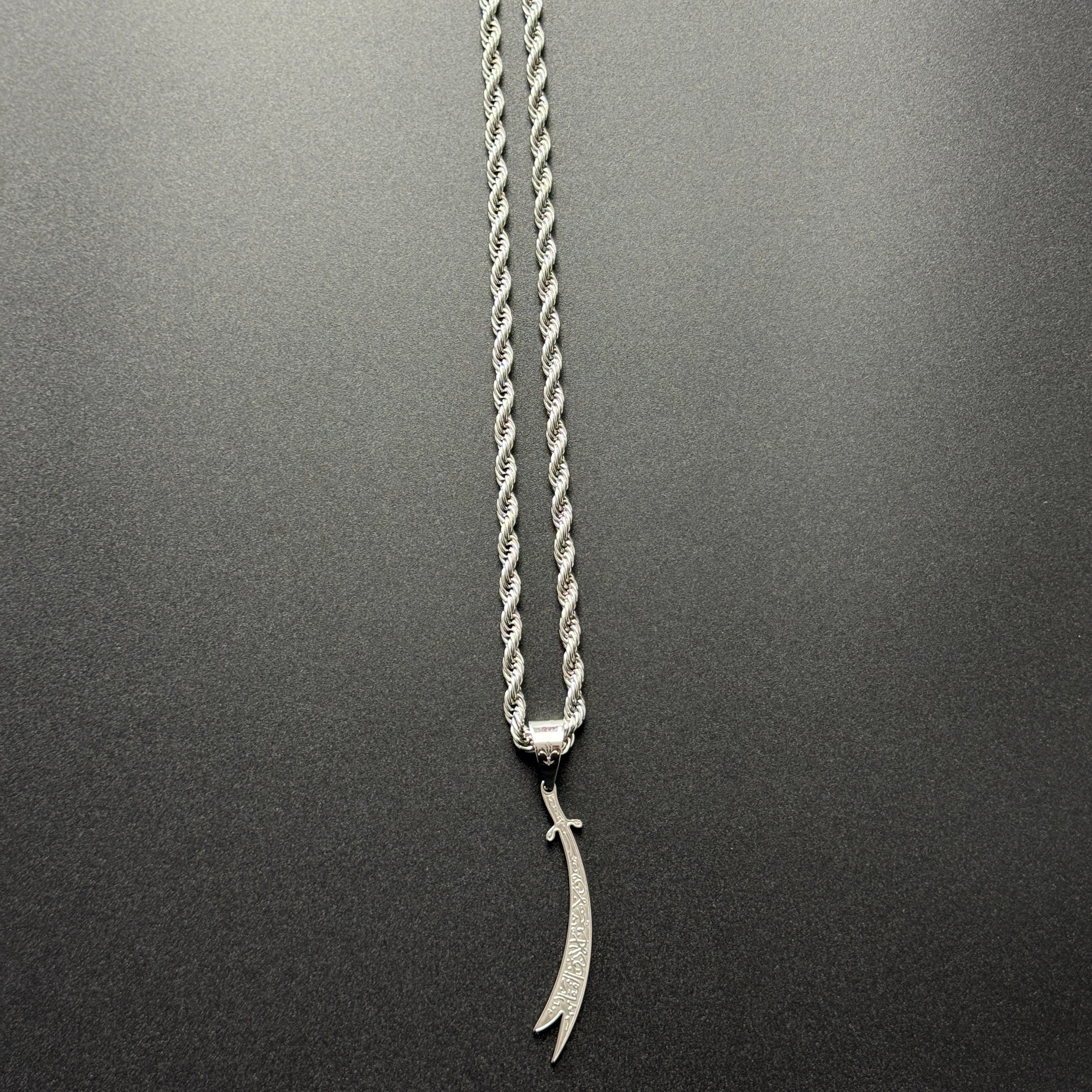 SET - L&T Kordelkette / Rope Chain 6mm breit + Zülfikar Anhänger aus Edelstahl