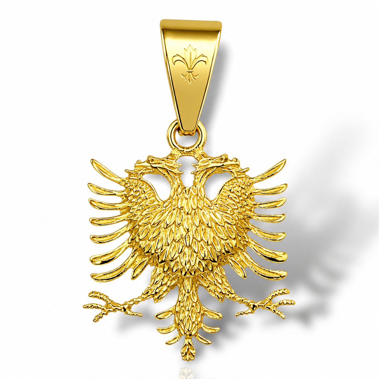 L&T Albanischer Adler / Shqiptar 1.0 Anhänger aus Edelstahl zusätzlich 24 Karat Goldschicht vergoldet