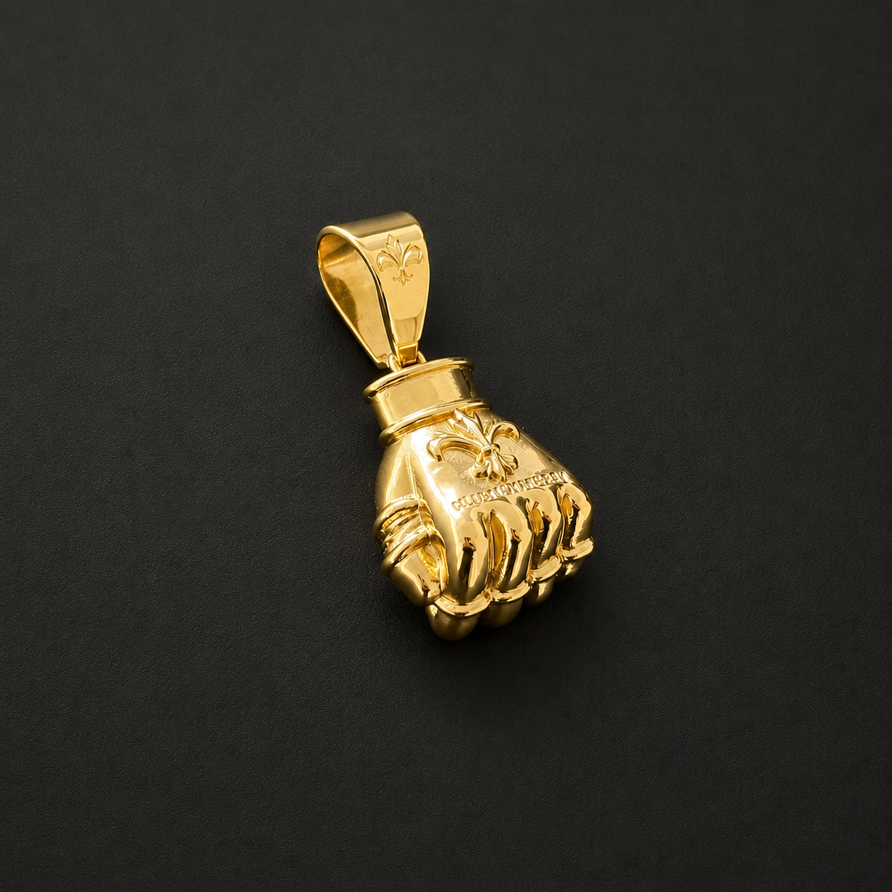 L&T MMA-Handschuh Anhänger aus Edelstahl zusätzlich 24 Karat Goldschicht vergoldet