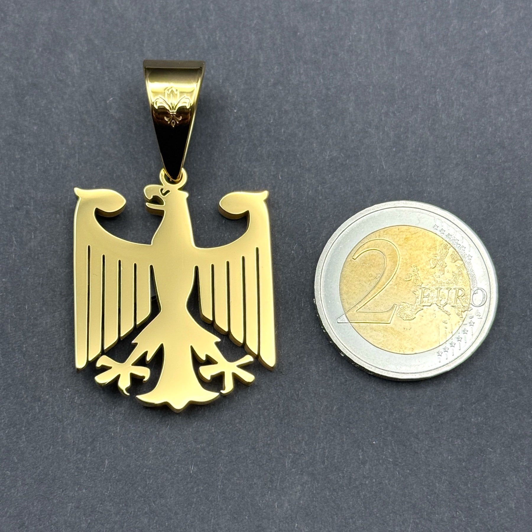 L&T Deutschland Adler Anhänger aus Edelstahl zusätzlich 24 Karat Goldschicht vergoldet