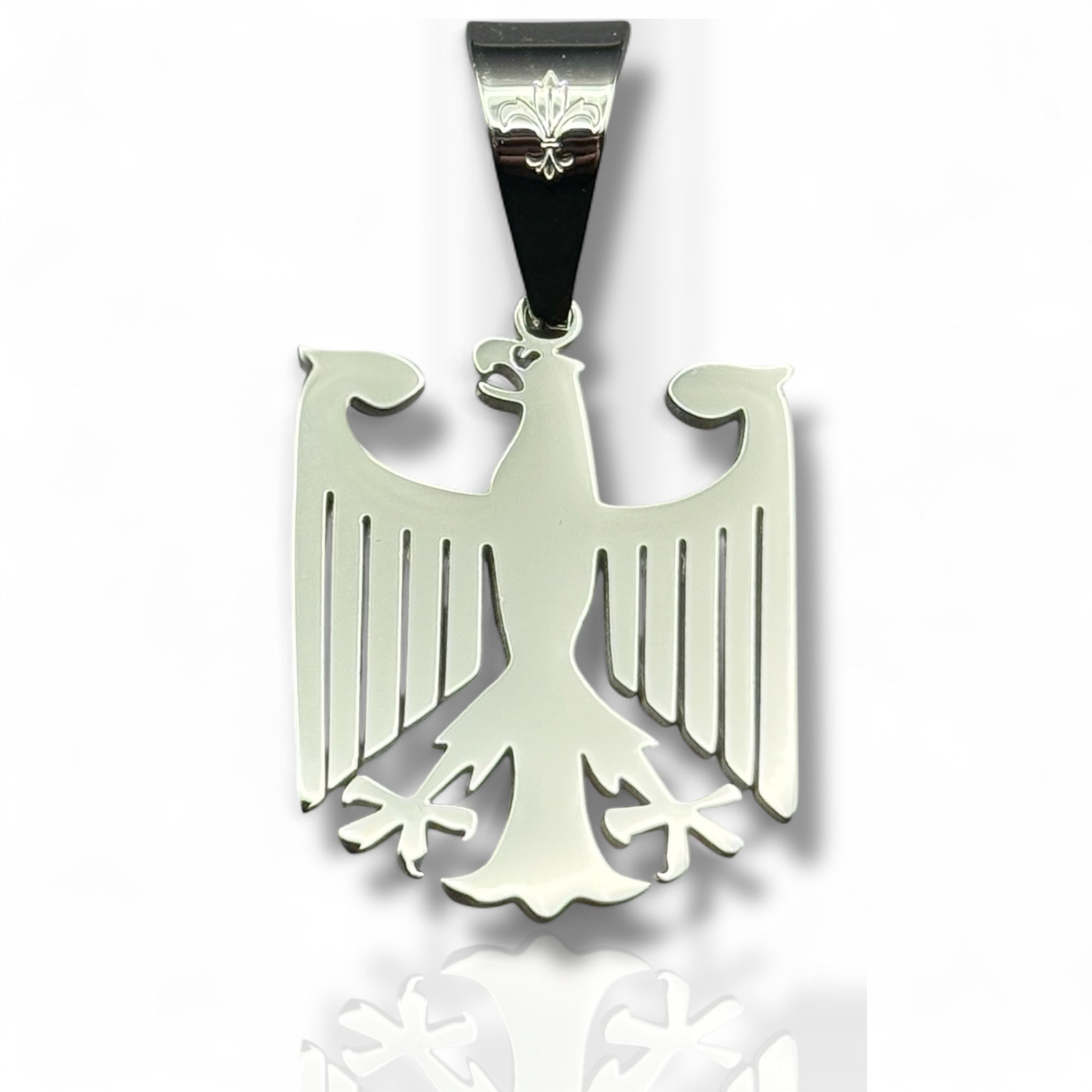 SET - L&T Plattenkette 10mm breit + Deutschland Adler Anhänger aus Edelstahl