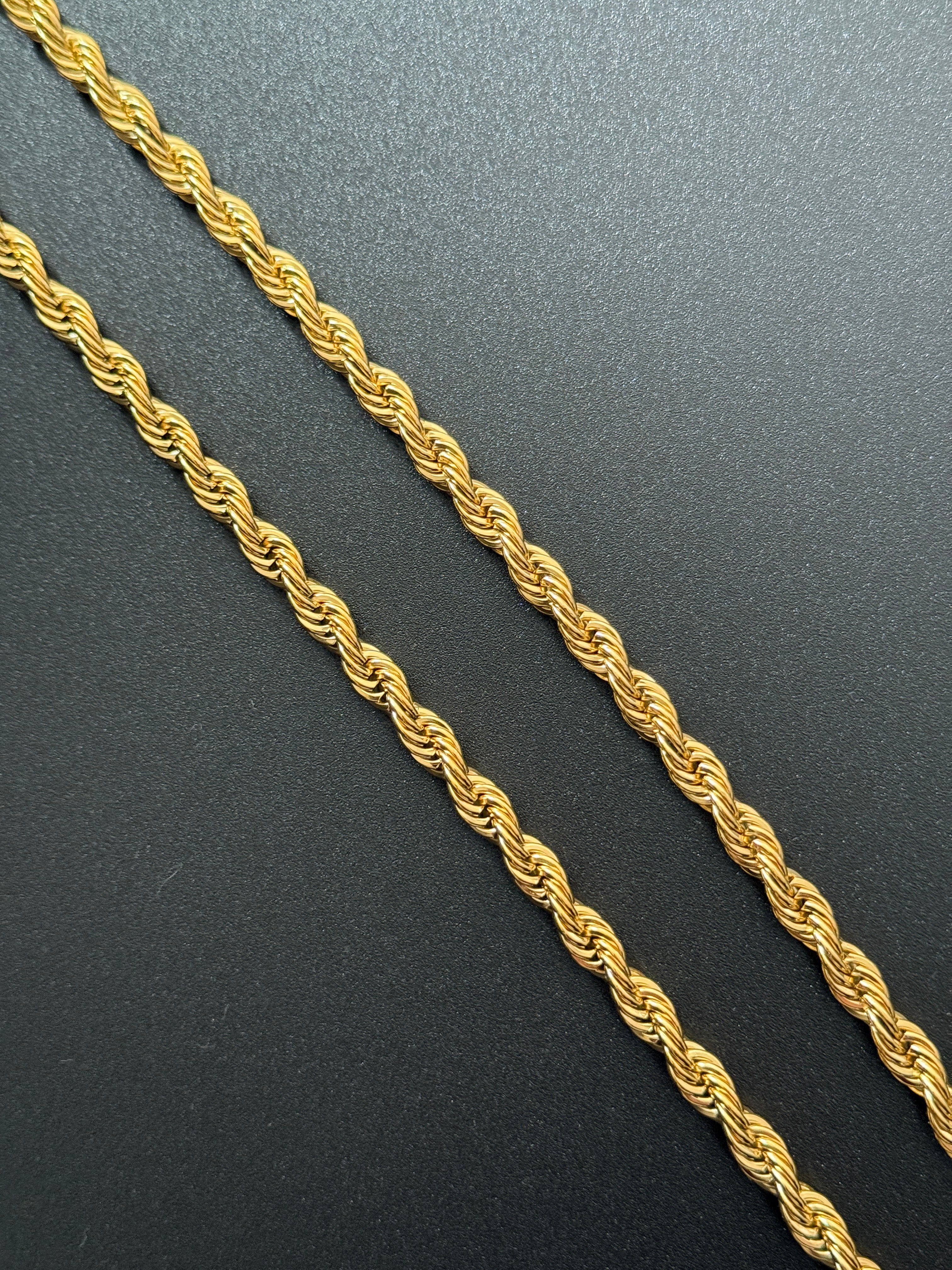 SET - L&T Kordelkette / Rope Chain 6mm breit + Deutschland Adler Anhänger aus Edelstahl zusätzlich 24 Karat Goldschicht vergoldet