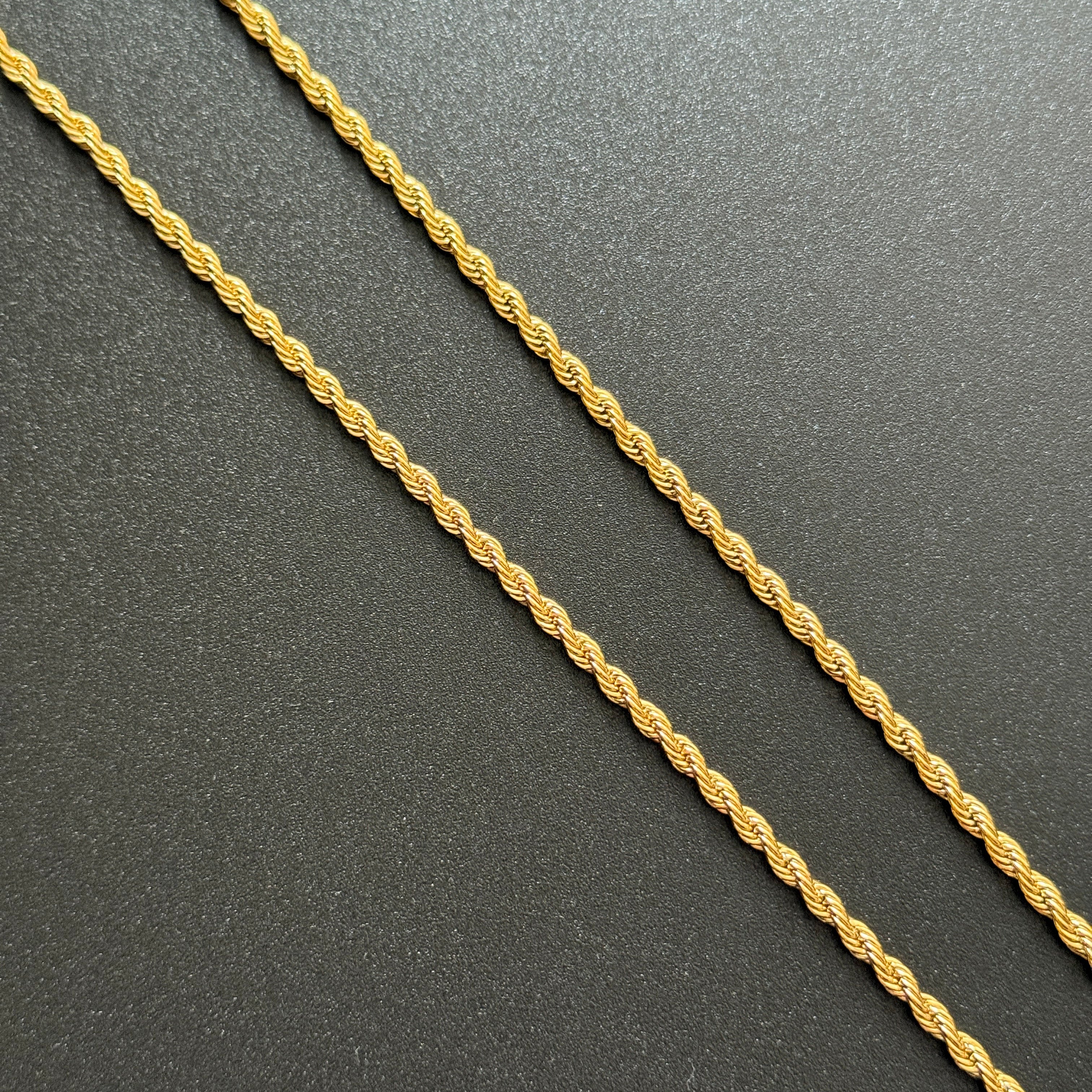 SET - L&T Kordelkette / Rope Chain 3mm breit + Deutschland Adler Anhänger klein aus Edelstahl zusätzlich 18 Karat Goldschicht vergoldet