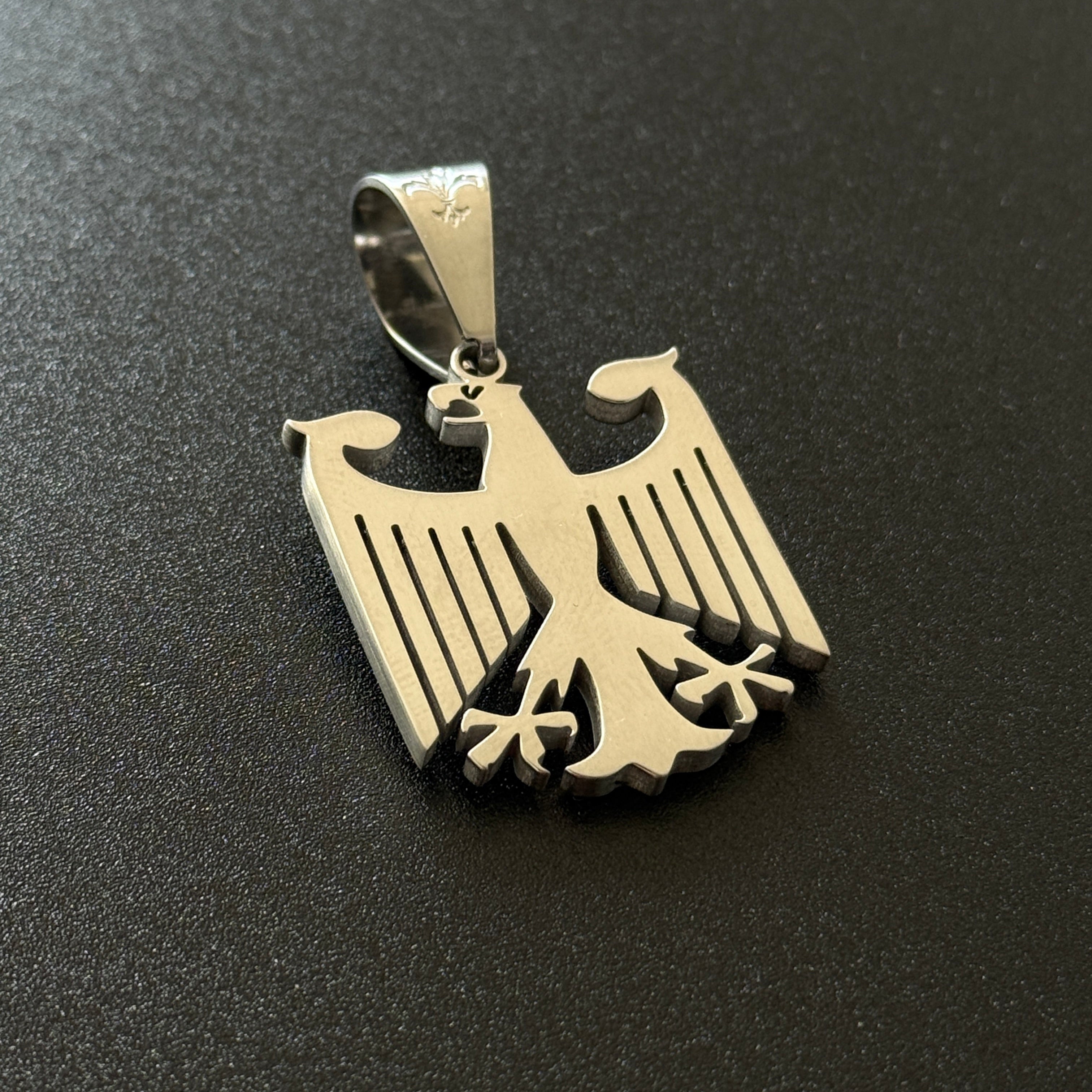 SET - L&T Königskette 5mm breit + Deutschland Adler Anhänger Matt aus Edelstahl