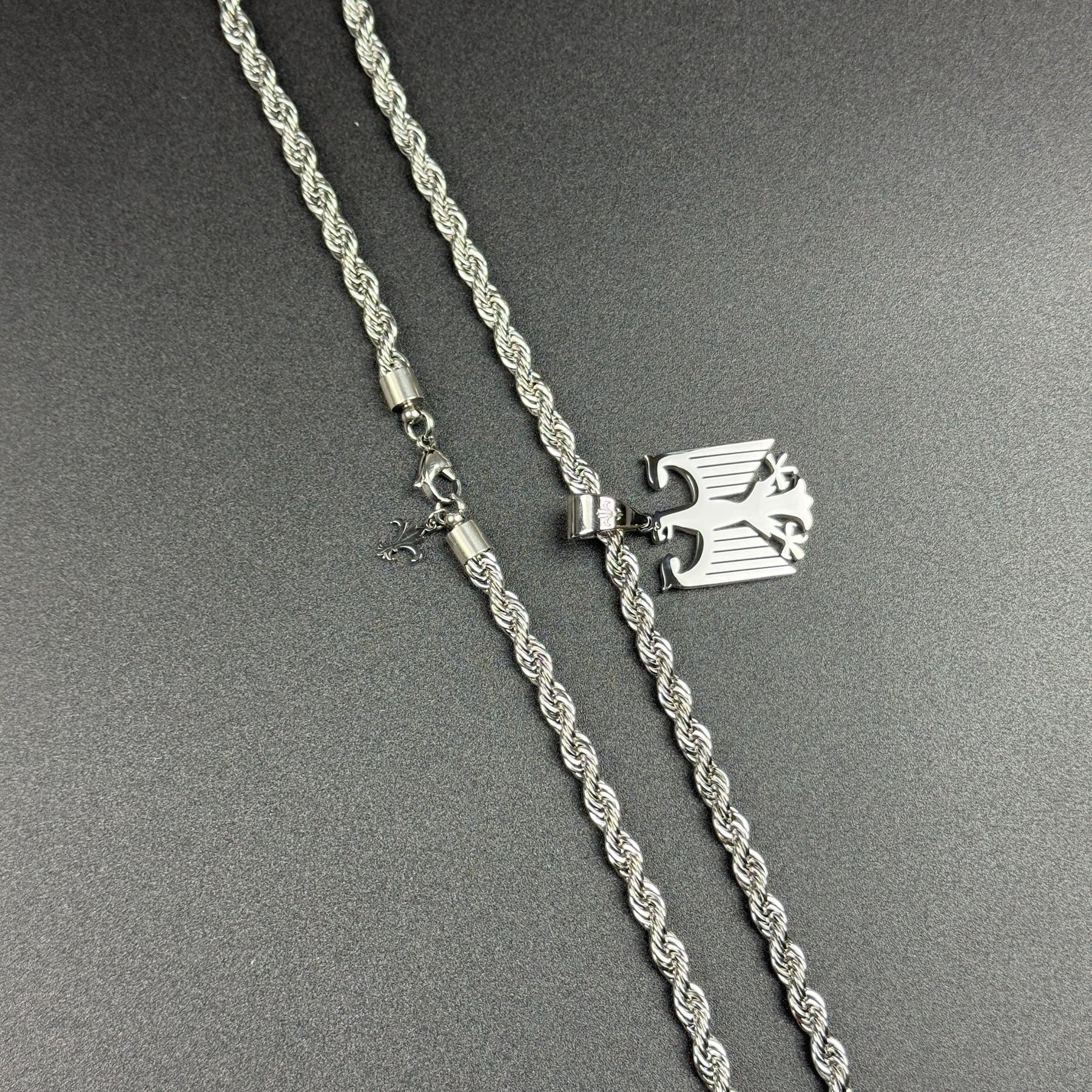 SET - L&T Kordelkette / Rope Chain 6mm breit + Deutschland Adler Anhänger aus Edelstahl