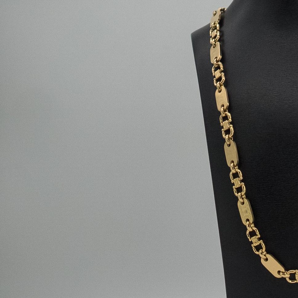 Plattenkette 70cm lang 10mm breit aus Edelstahl zusätzlich mit 24 Karat Goldschicht vergoldet