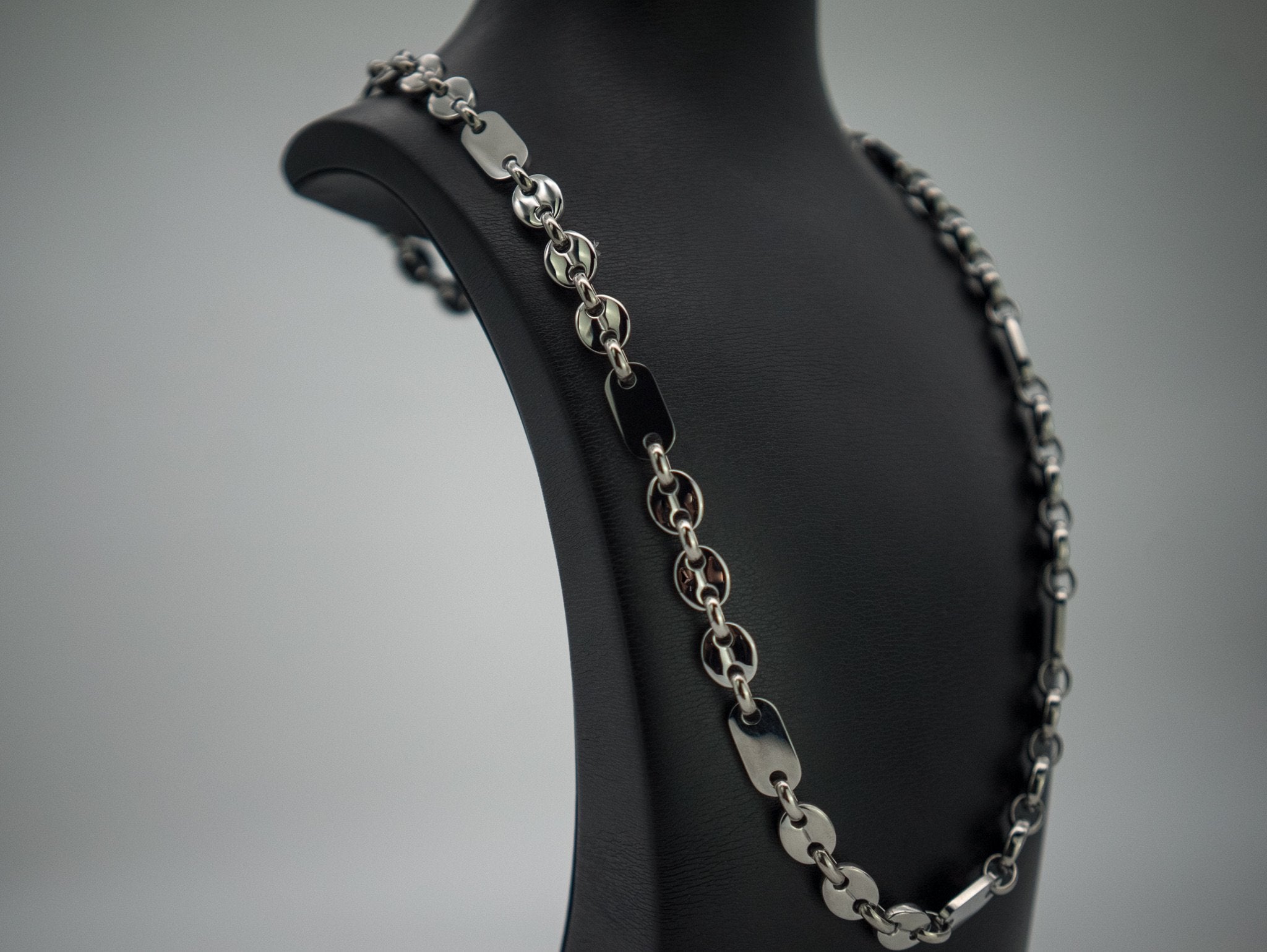 Platten Bohnen Kette Edelstahl 60cm 6mm solo