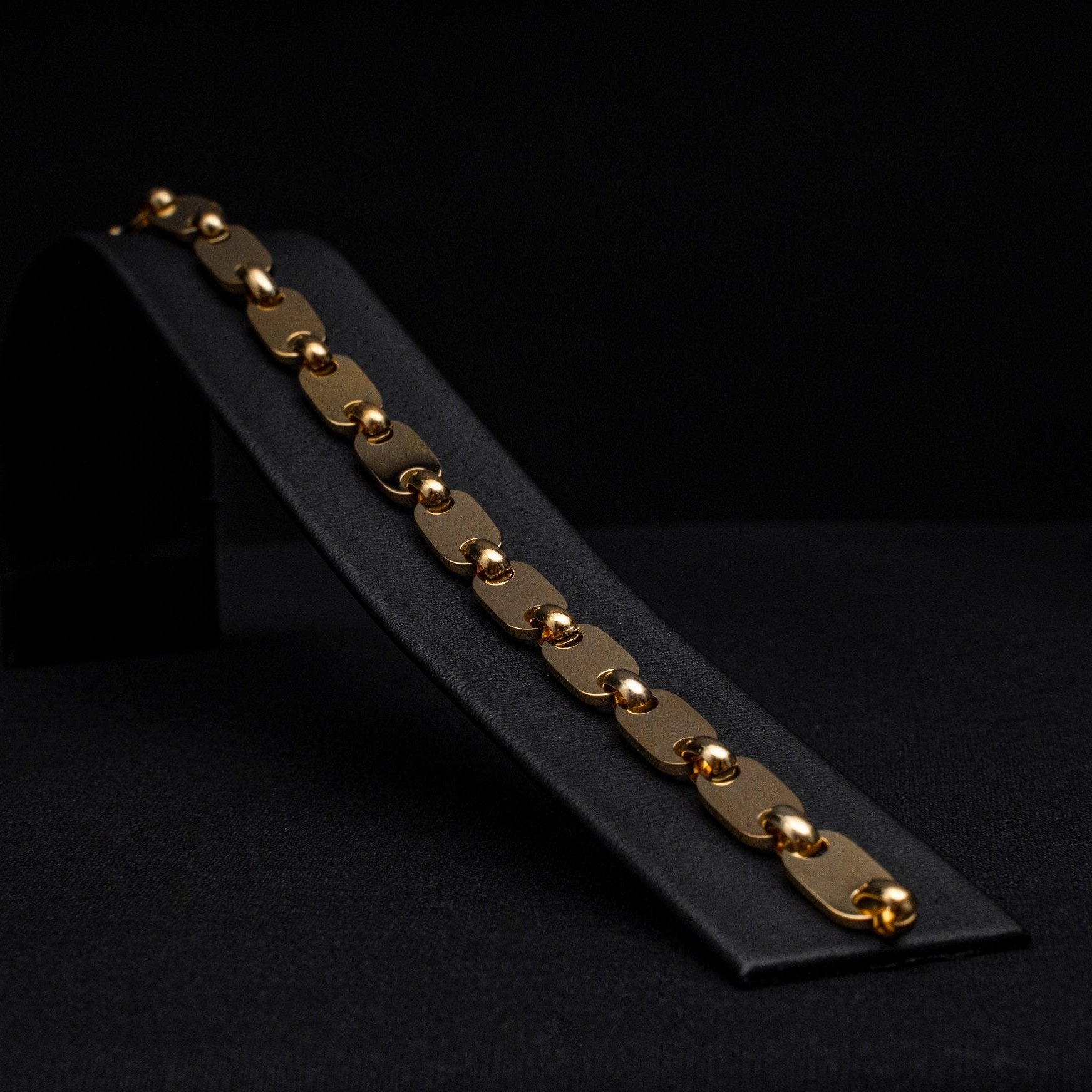 L&T Plattenkette 2.0 Armband 21cm lang 6 mm breit aus Edelstahl zusätzlich mit 24 Karat Goldschicht vergoldet