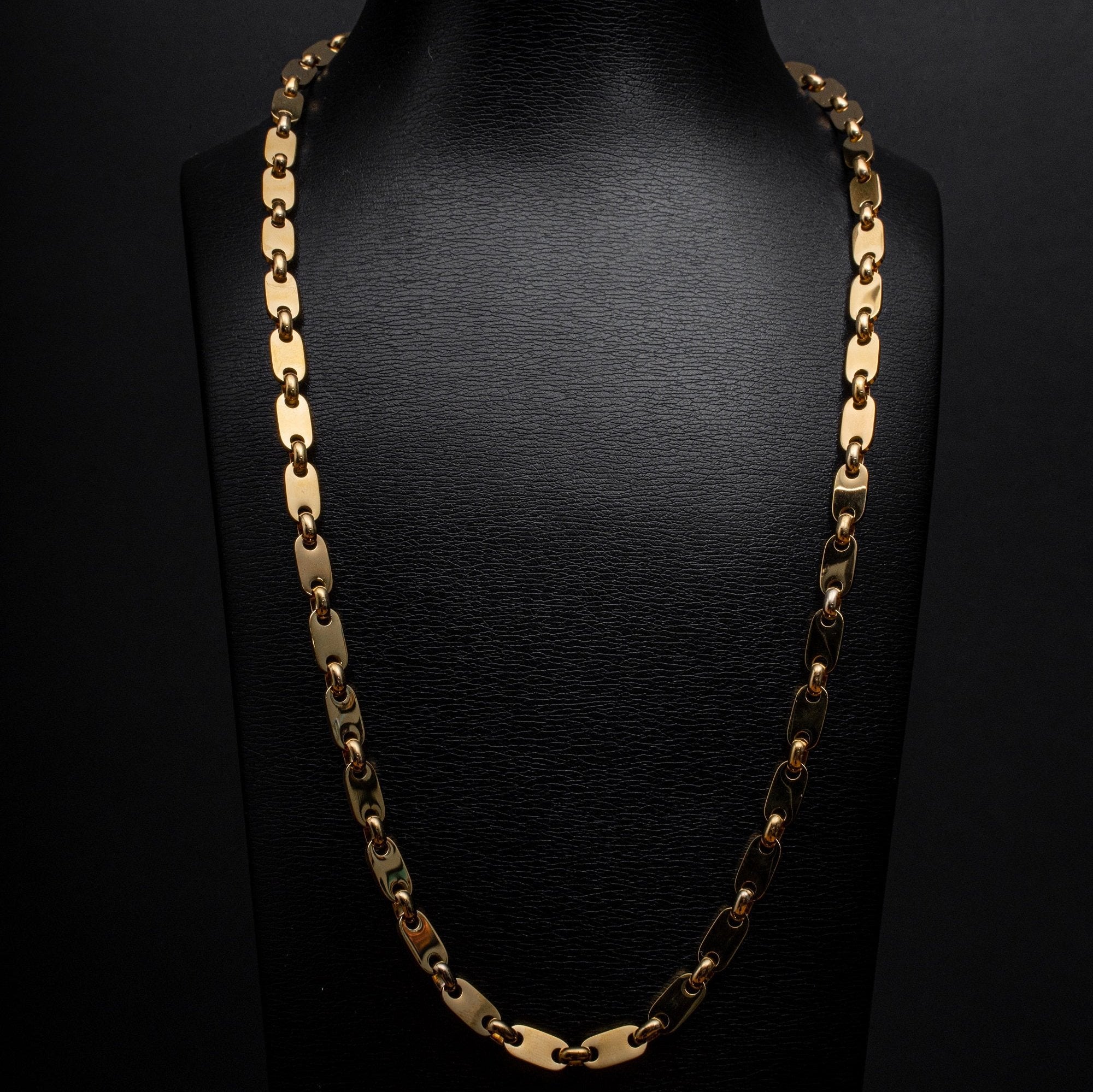 L&T Plattenkette 2.0 60cm lang 6mm breit aus Edelstahl zusätzlich mit 24 Karat Goldschicht vergoldet