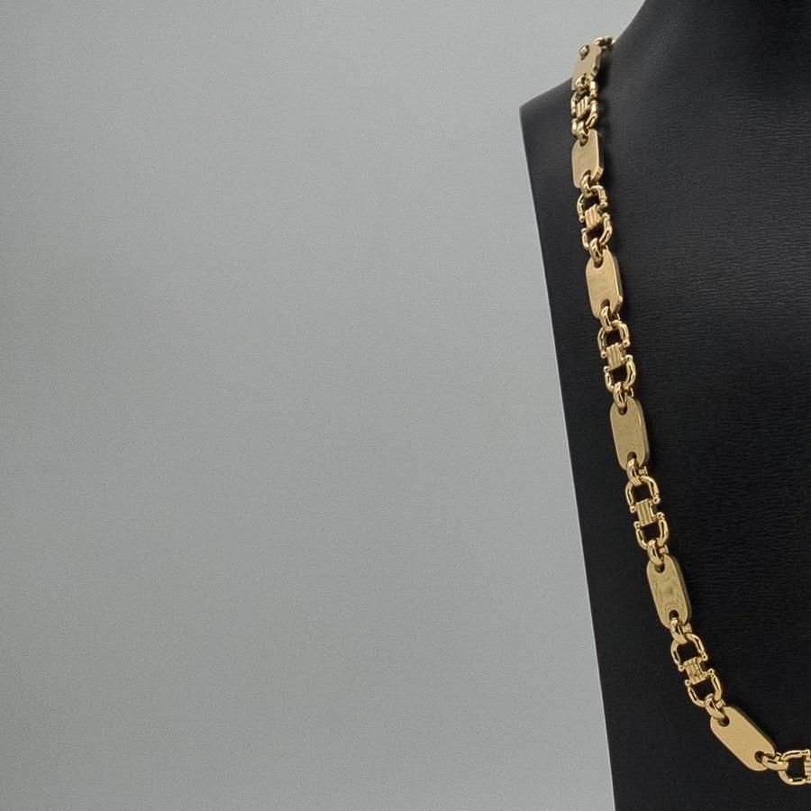 L&T Plattenkette 60cm 10mm + Armband 21cm 10mm aus Edelstahl zusätzlich mit 24 Karat Goldschicht vergoldet