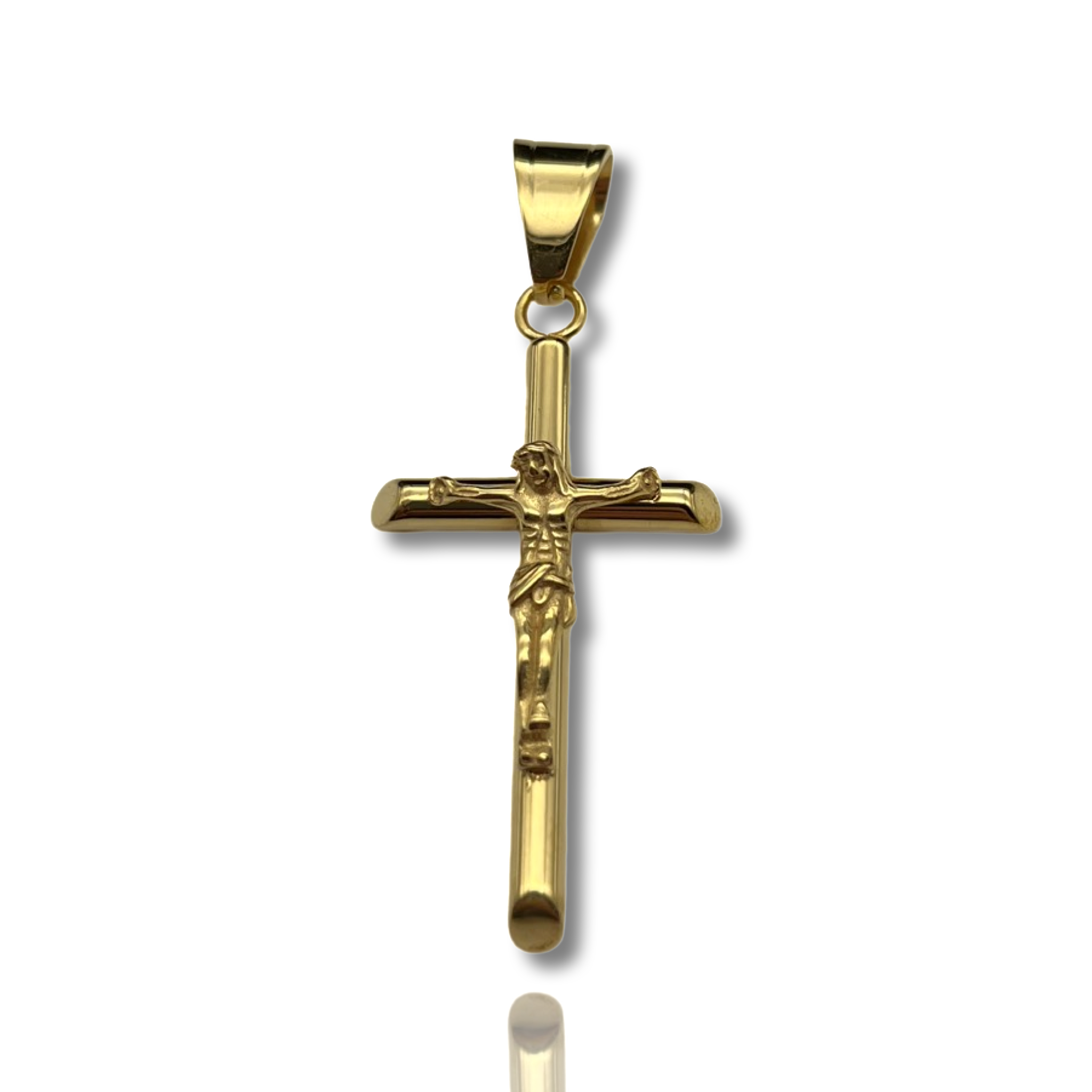 L&T KREUZ INRI aus Edelstahl zusätzlich 24 Karat Goldschicht vergoldet