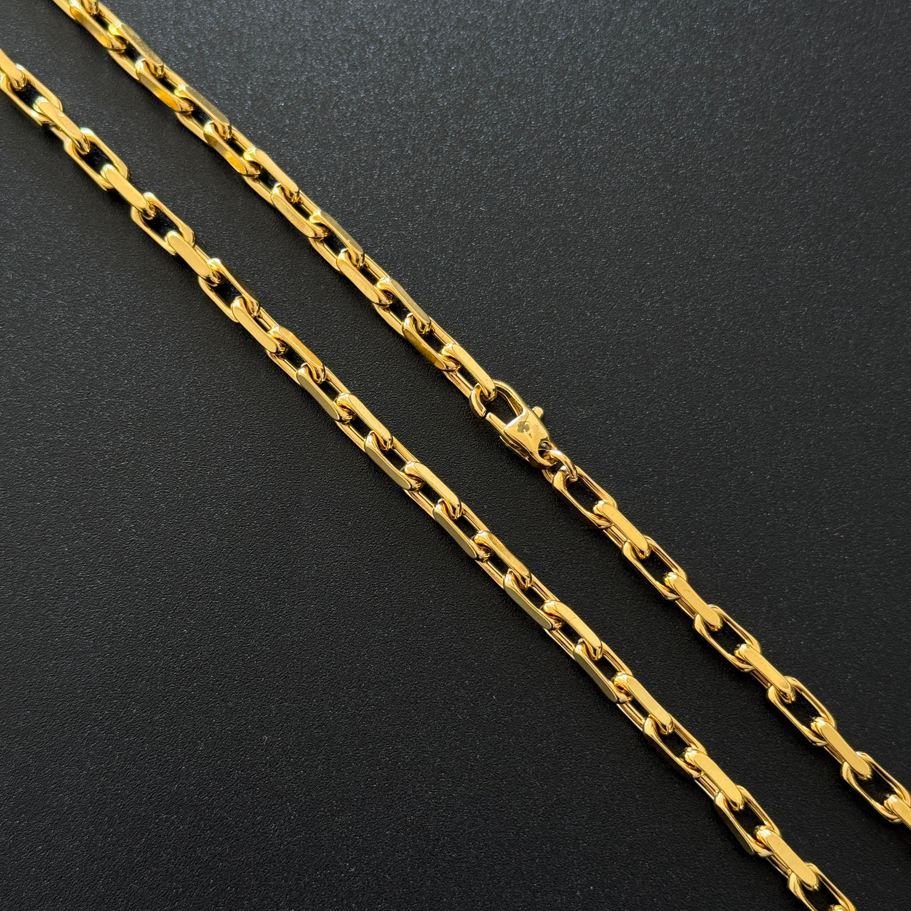 L&T NOBLESSE Halskette 5mm breit + Armband 22cm 5mm Edelstahl zusätzlich 18 Karat Goldschicht vergoldet