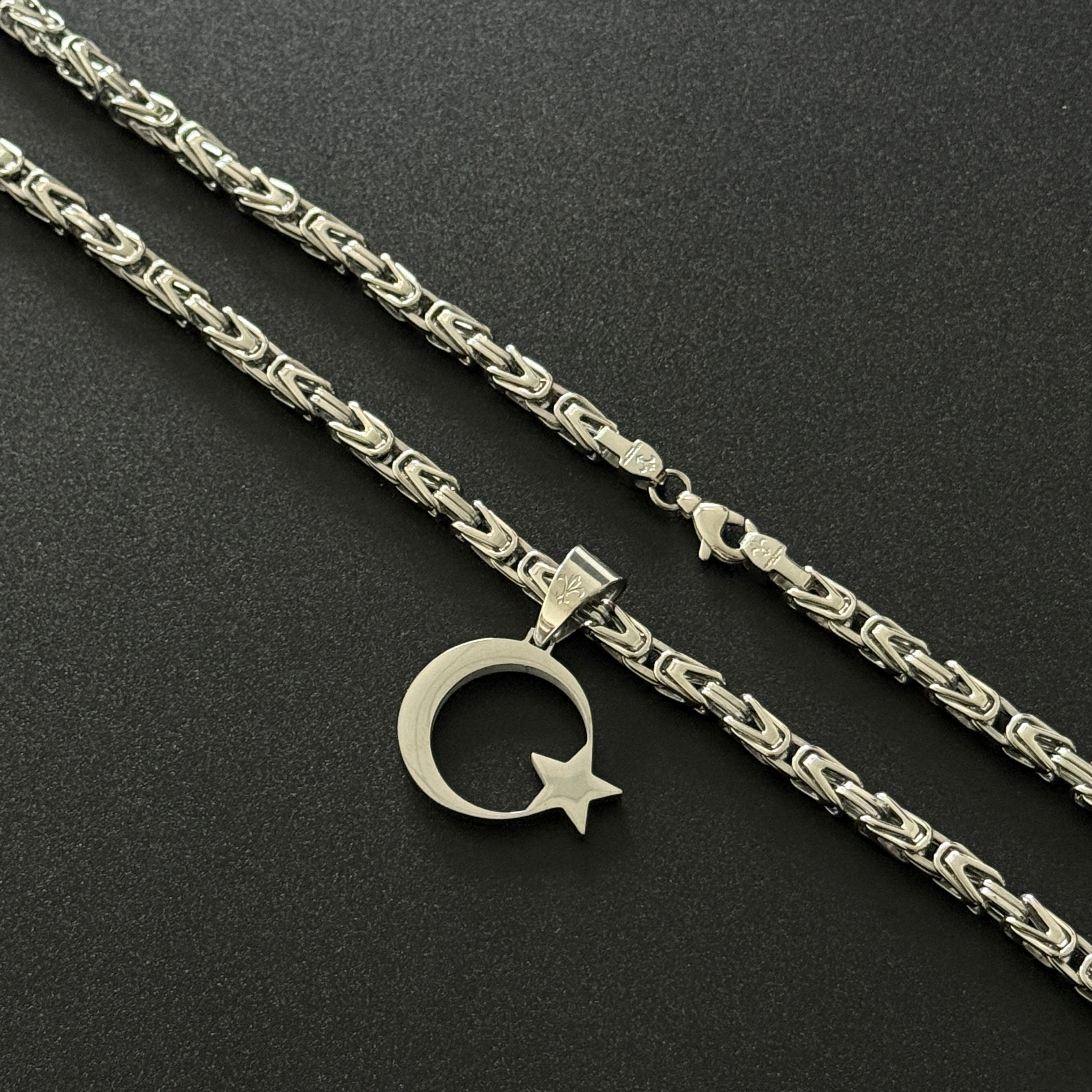 SET - L&T Königskette 5mm breit + Türkiye/Türkei Anhänger aus Edelstahl