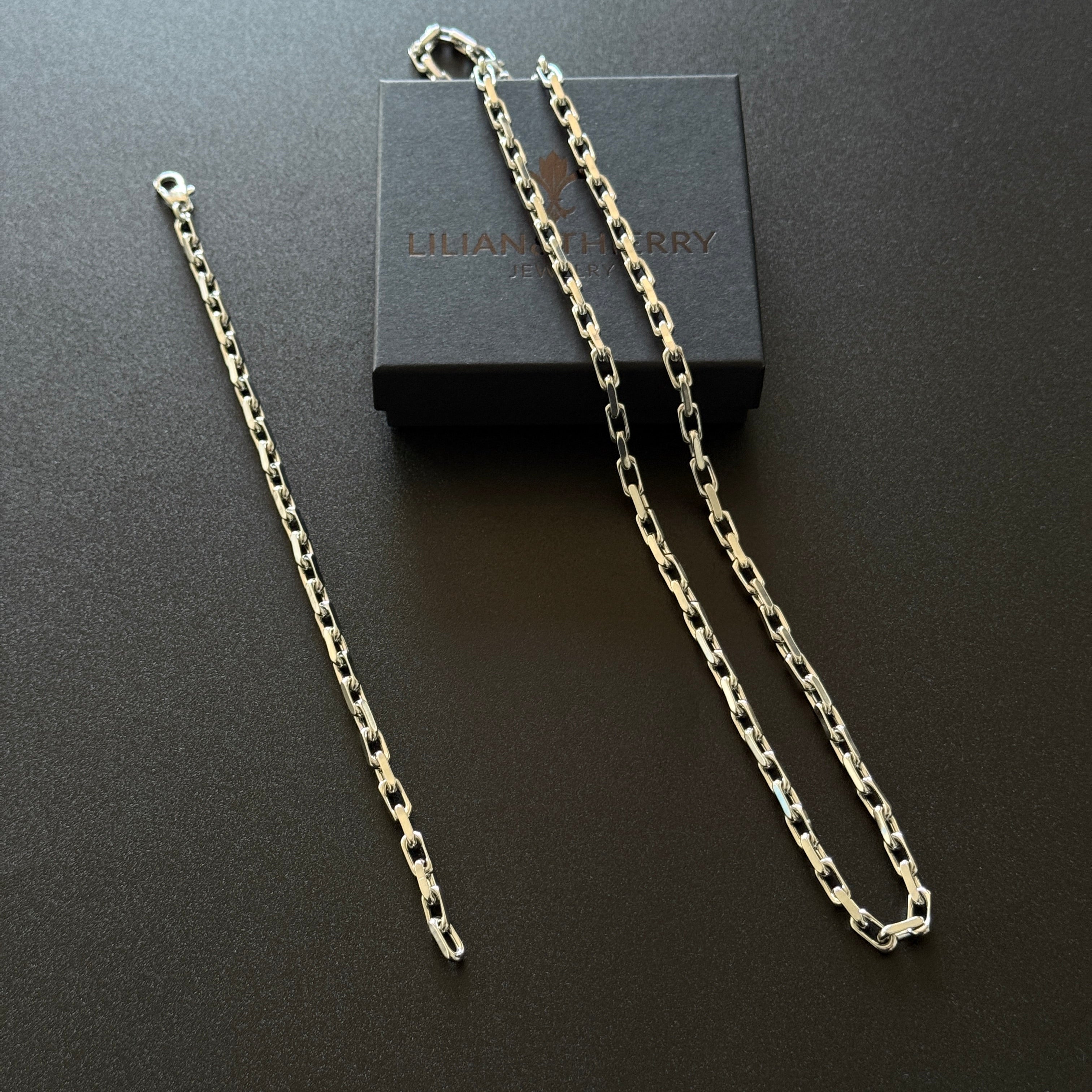 L&T NOBLESSE Halskette 5mm breit + Armband 22cm 5mm Edelstahl