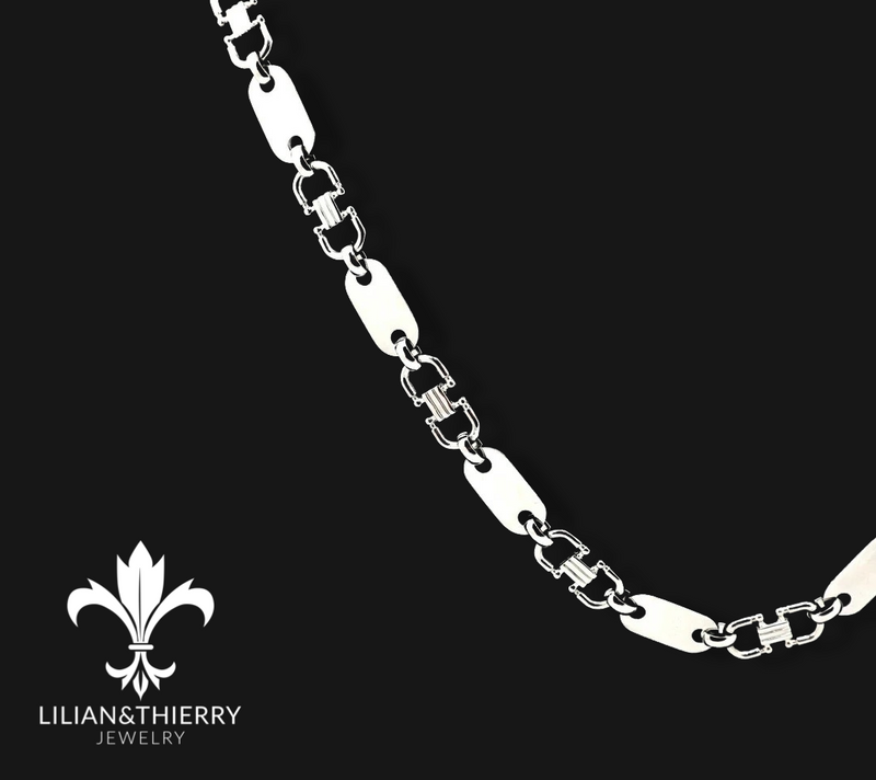 ☆ Plattenkette ☆ 70cm lang 10mm breit aus Edelstahl – Lilian&Thierry Jewelry