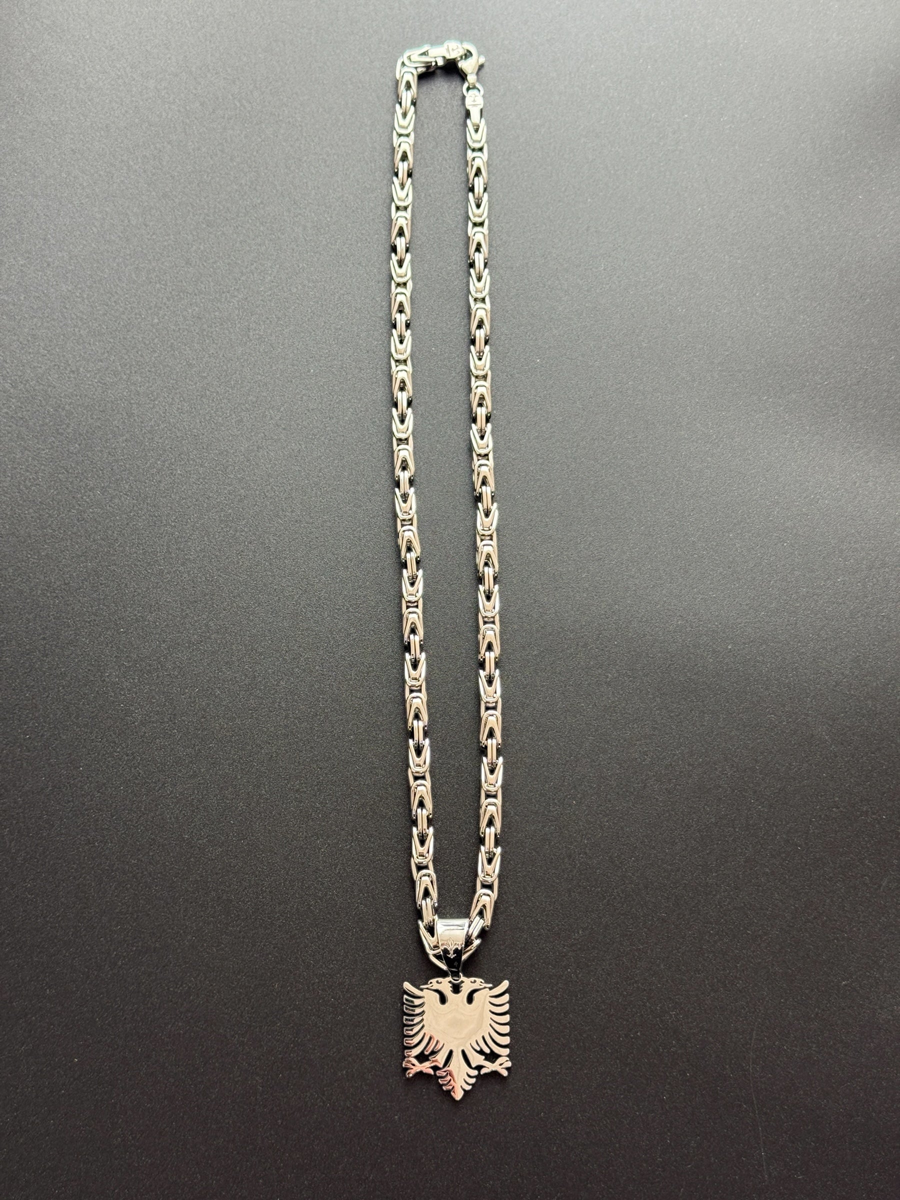 SET - L&T Königskette 5mm breit + Albanian/Shqiptar Adler Anhänger aus Edelstahl