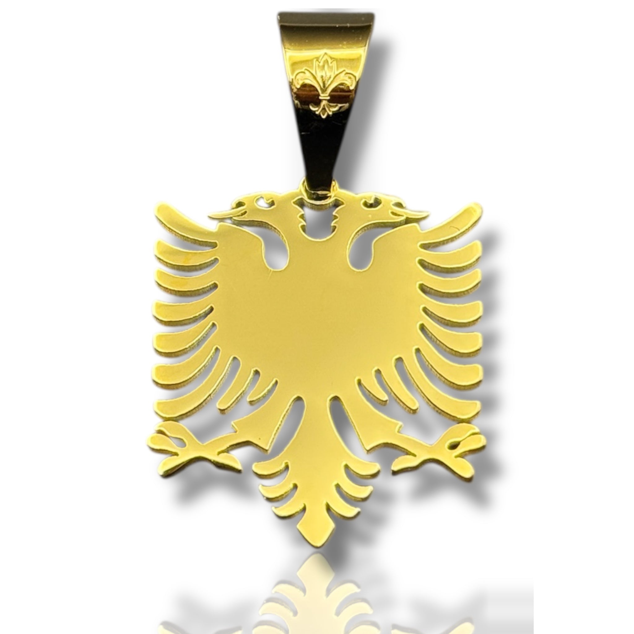 L&T Albanien Shqiptar Adler Anhänger aus Edelstahl zusätzlich 24 Karat Goldschicht vergoldet