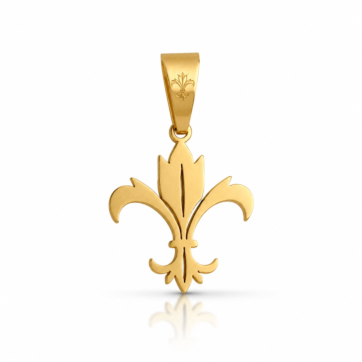 L&T Fleur-de-Lis Anhänger Matt aus Edelstahl zusätzlich 24 Karat Goldschicht vergoldet
