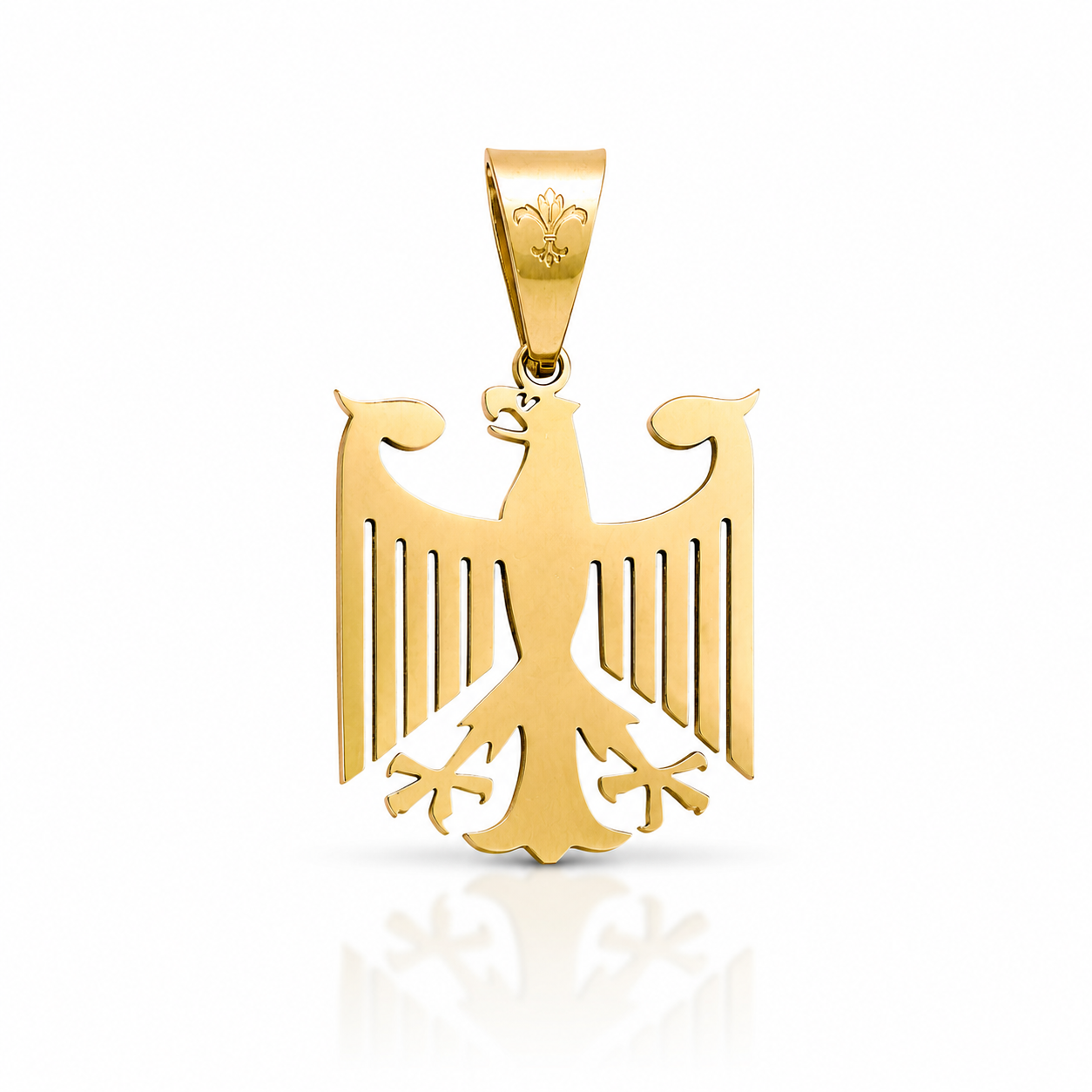L&T Deutschland Adler Anhänger Matt aus Edelstahl zusätzlich 24 Karat Goldschicht vergoldet