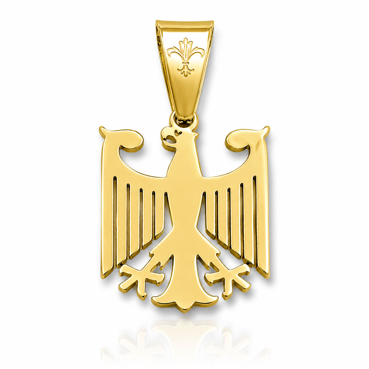 L&T Deutschland Adler klein Anhänger aus Edelstahl zusätzlich mit 24 Karat Goldschicht vergoldet