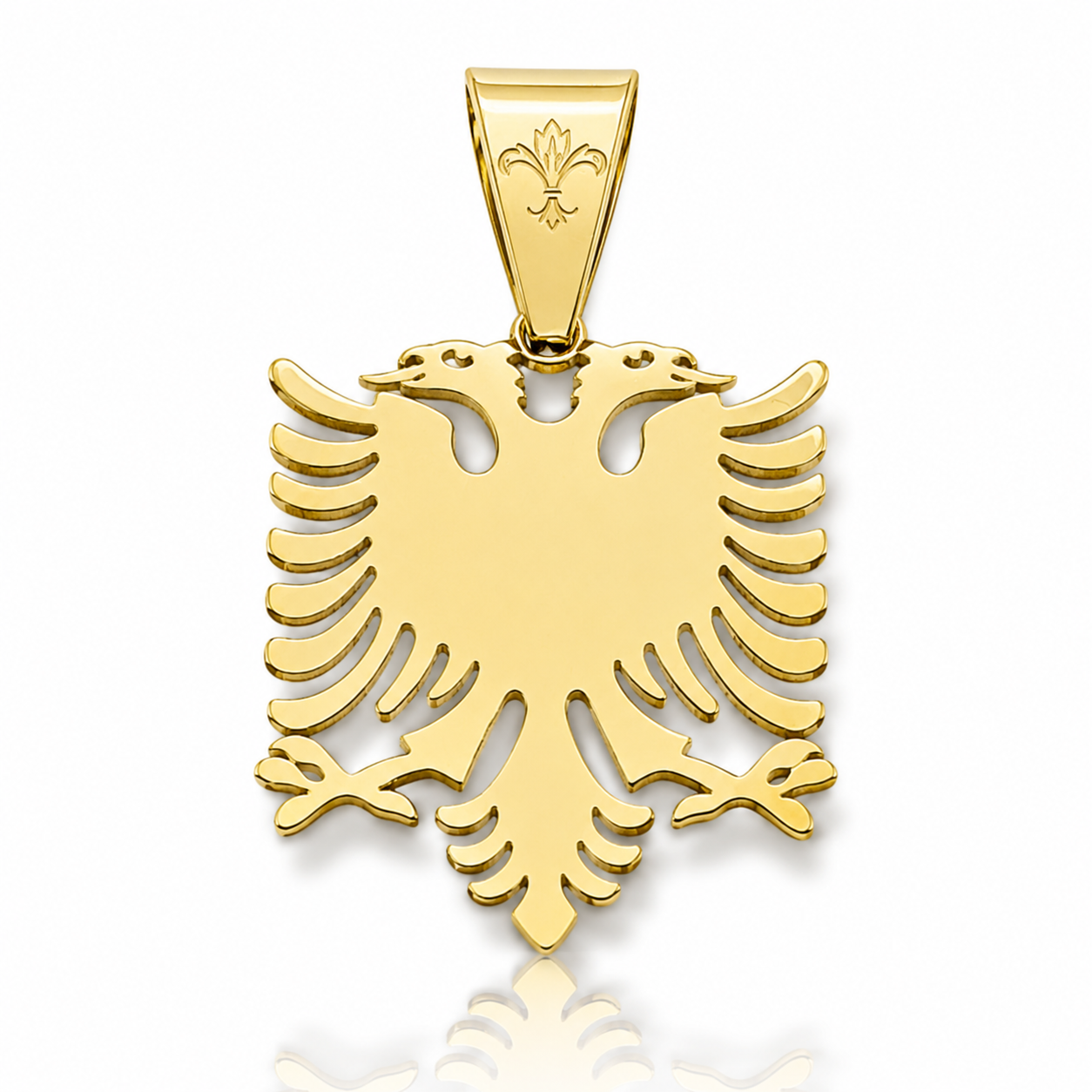 L&T Albanien Shqiptar Adler 2.0 Anhänger aus Edelstahl zusätzlich 24 Karat Goldschicht vergoldet