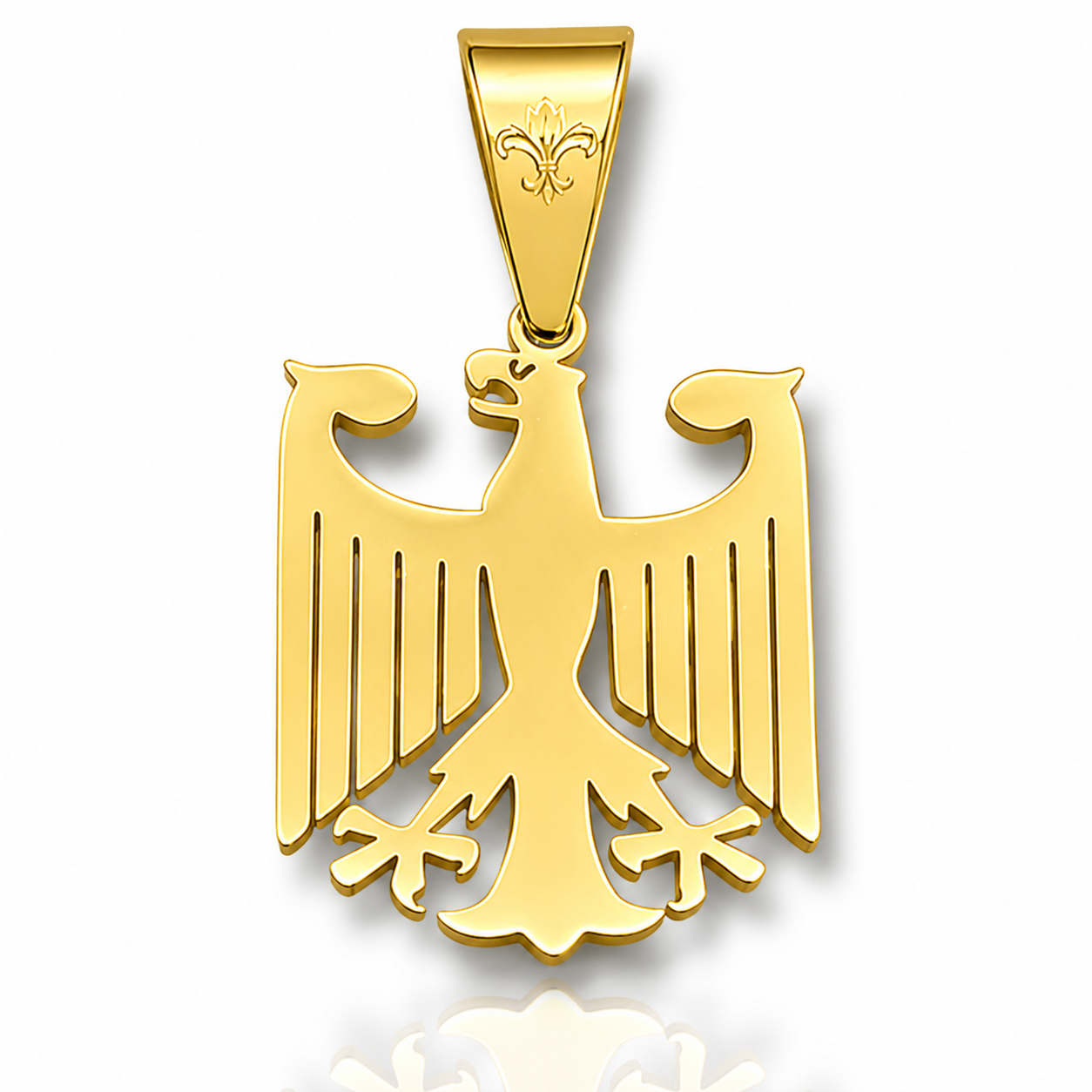 L&T Deutschland Adler Anhänger aus Edelstahl zusätzlich 24 Karat Goldschicht vergoldet