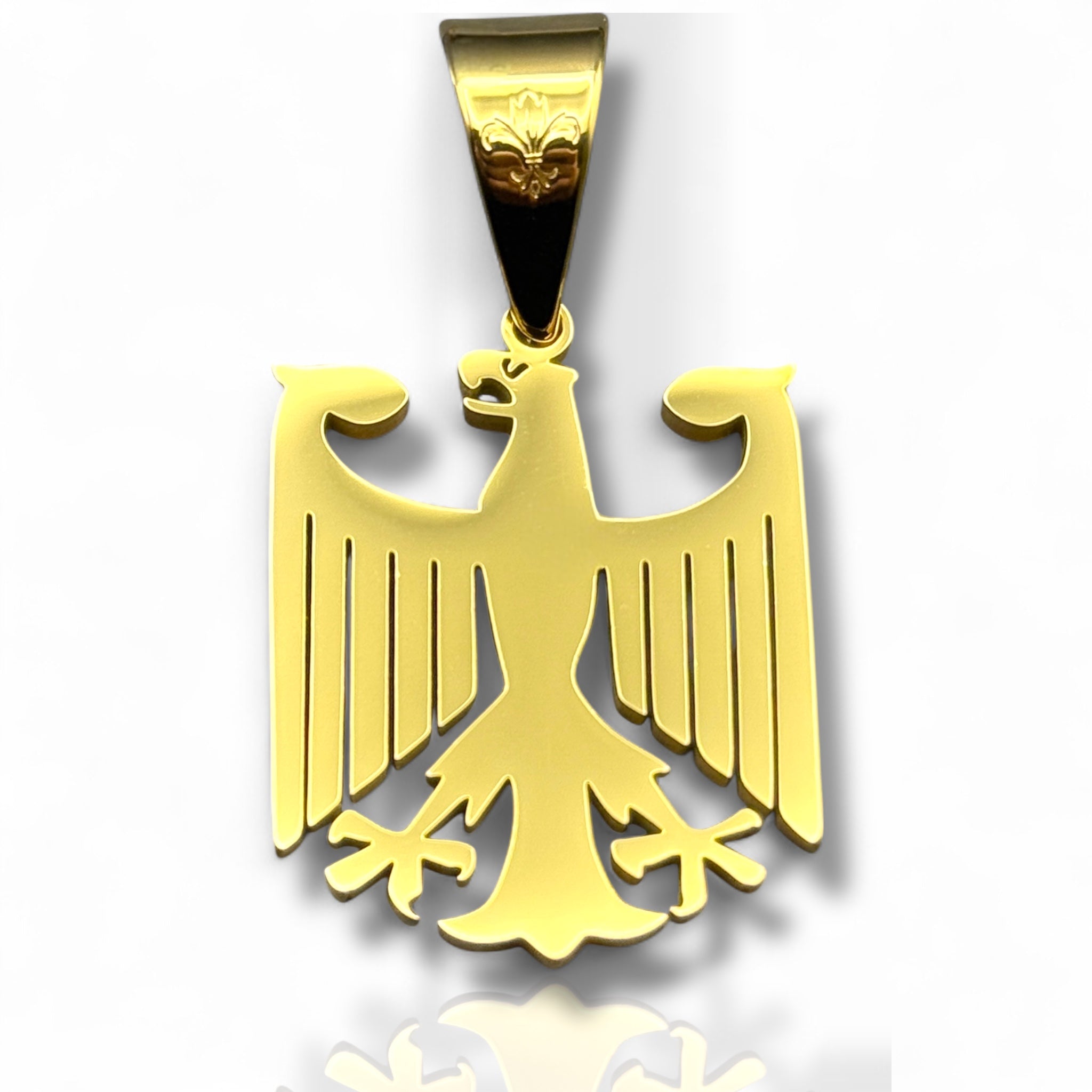 L&T Deutschland Adler Anhänger aus Edelstahl zusätzlich 24 Karat Goldschicht vergoldet