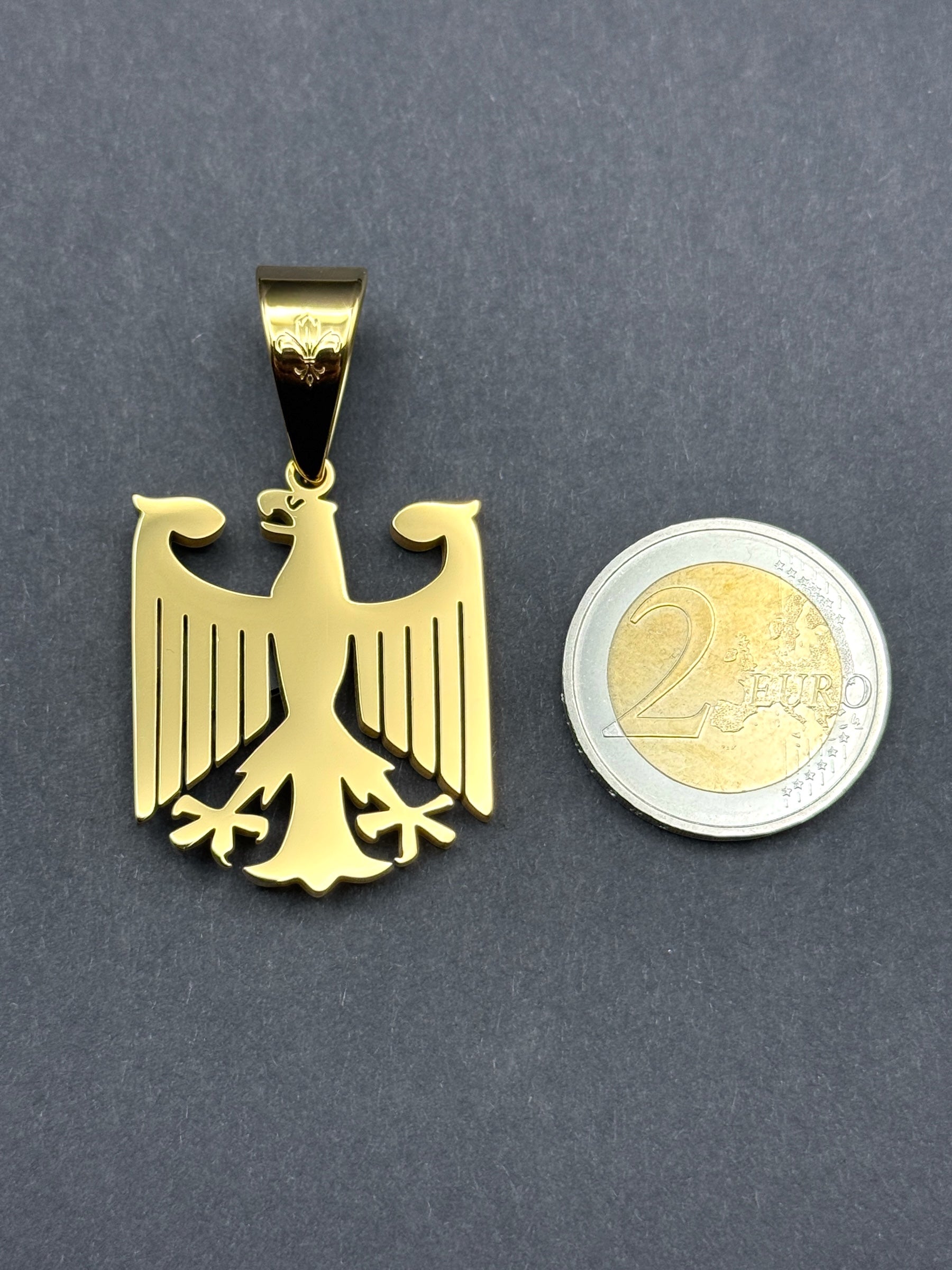 L&T Deutschland Adler Anhänger aus Edelstahl zusätzlich 24 Karat Goldschicht vergoldet