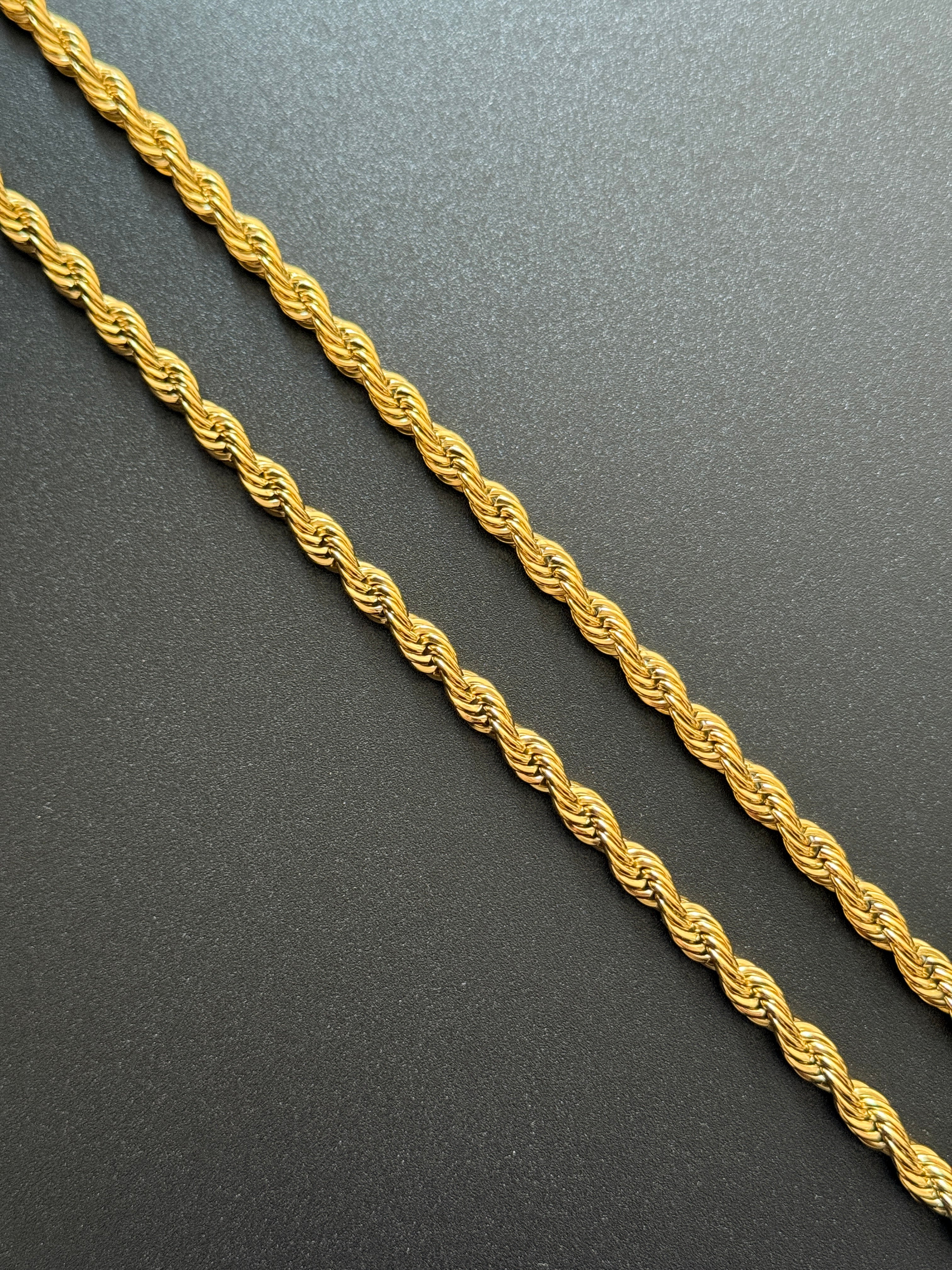 SET - L&T Kordelkette / Rope Chain 6mm breit + Kreuz Anhänger aus Edelstahl zusätzlich 24 Karat Goldschicht vergoldet