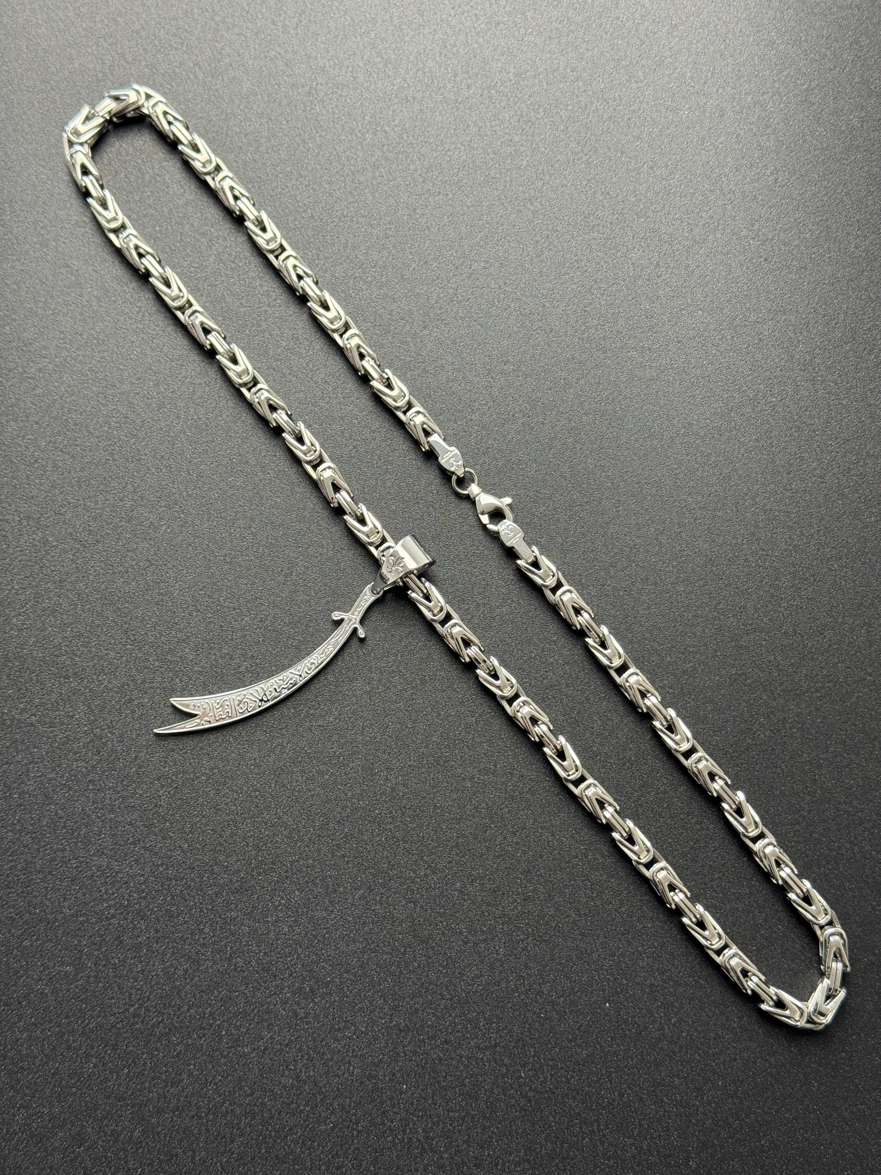 SET - L&T Königskette 5mm breit + Zülfikar Anhänger aus Edelstahl