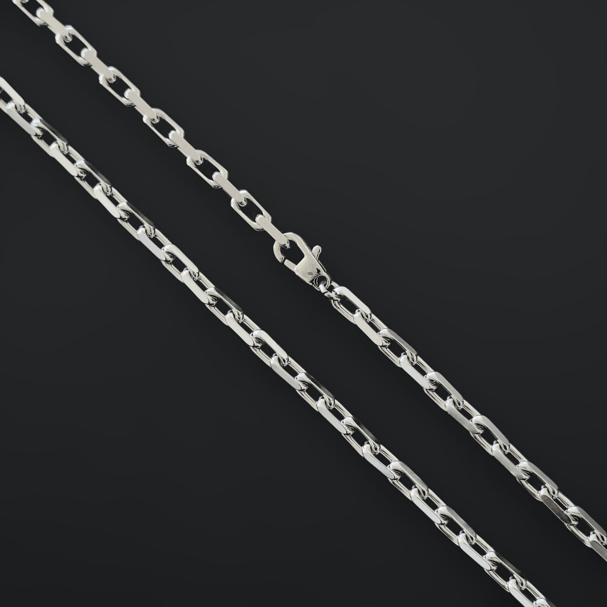 NOBLESSE Halskette 5 mm Edelstahl Silber – Nahaufnahme der Glieder mit Karabinerverschluss