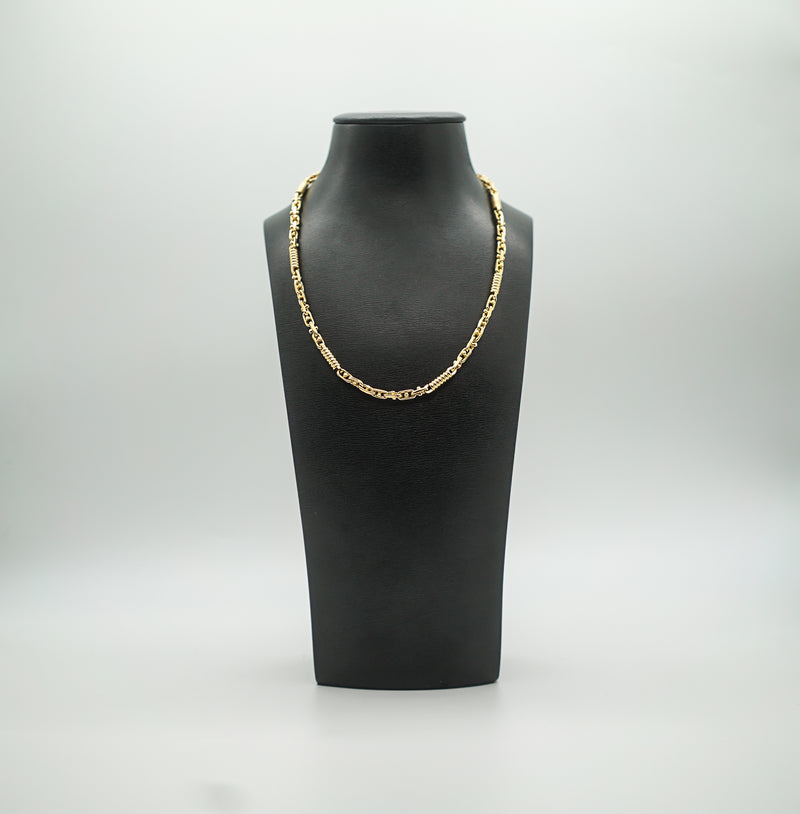 L&T Monte Carlo Kette 50cm lang 5mm breit aus Edelstahl zusätzlich mit 24 Karat Goldschicht vergoldet