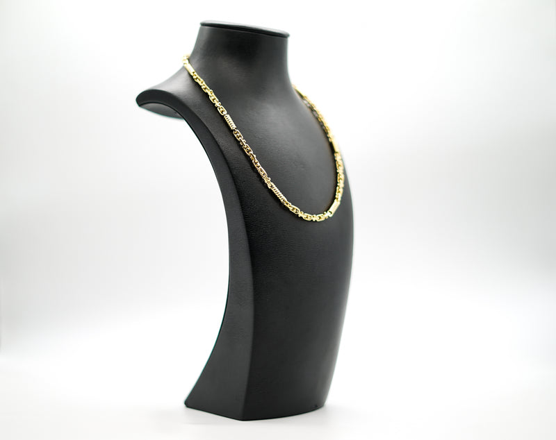 L&T Monte Carlo Kette 50cm lang 5mm breit aus Edelstahl zusätzlich mit 24 Karat Goldschicht vergoldet