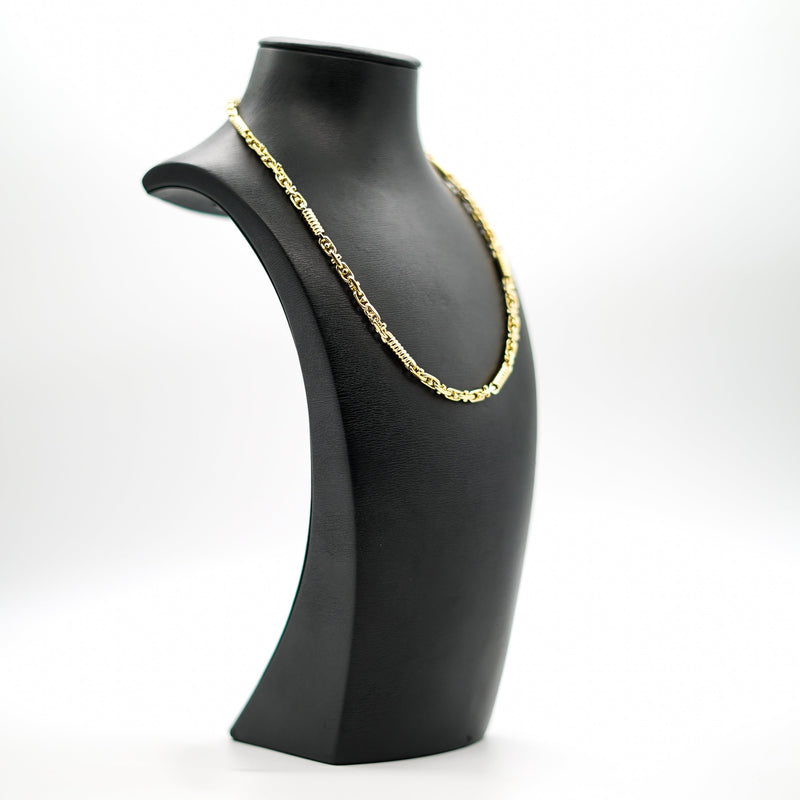 L&T Monte Carlo Kette 70cm lang 5mm breit aus Edelstahl zusätzlich mit 24 Karat Goldschicht vergoldet