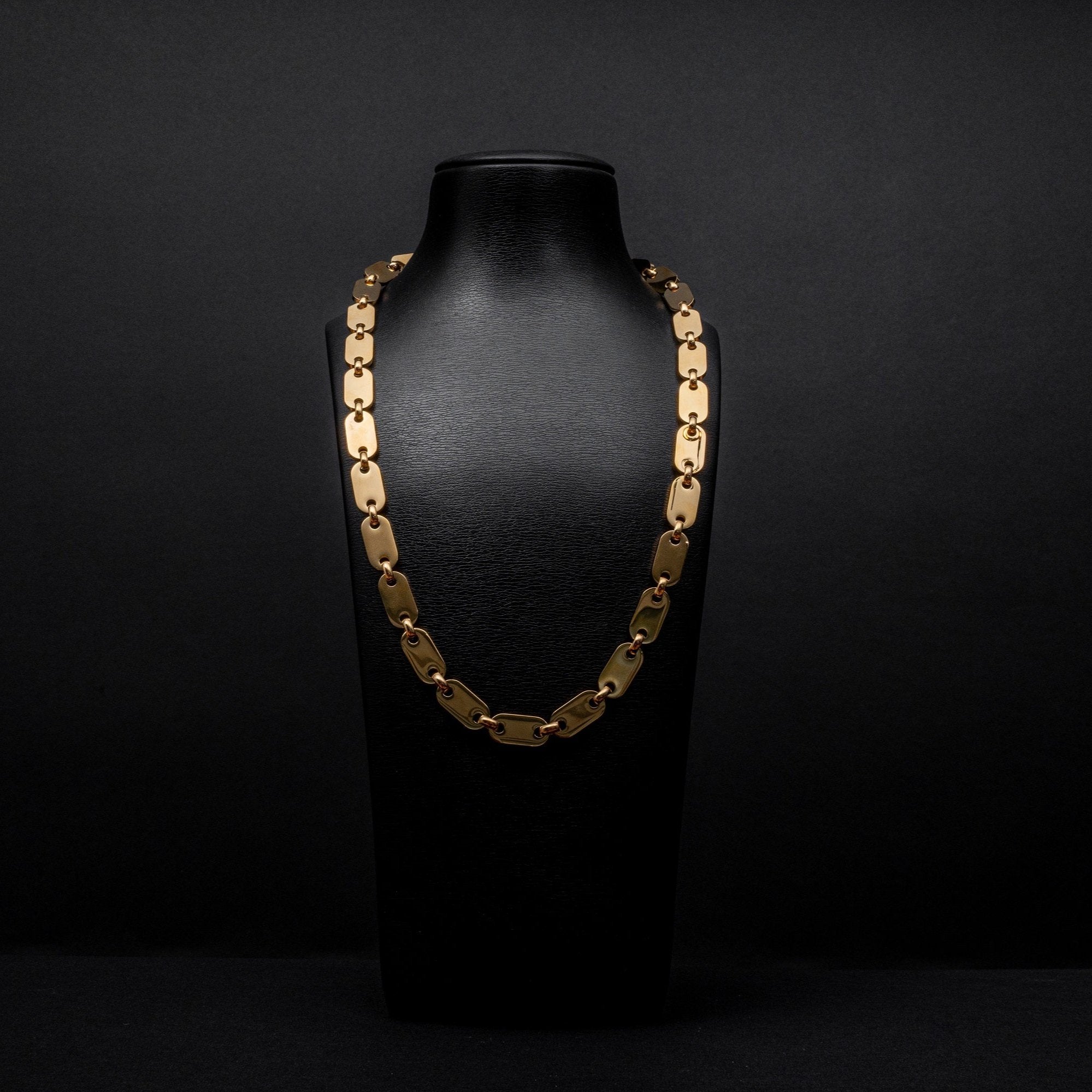 L&T Plattenkette 2.0 80cm lang 10mm breit aus Edelstahl zusätzlich mit 24 Karat Goldschicht vergoldet