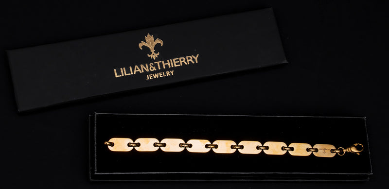 L&T Plattenkette 2.0 Armband 21cm lang 10mm breit aus Edelstahl zusätzlich mit 24 Karat Goldschicht vergoldet