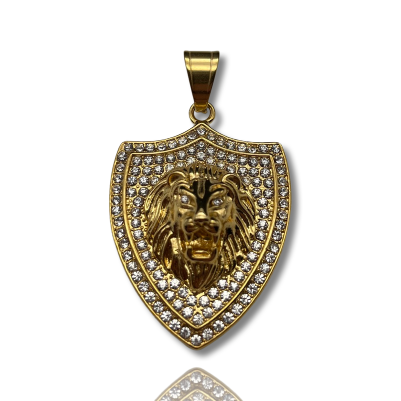 L&T LION EMBLEM Zirkonia aus Edelstahl zusätzlich 24 Karat Goldschicht vergoldet