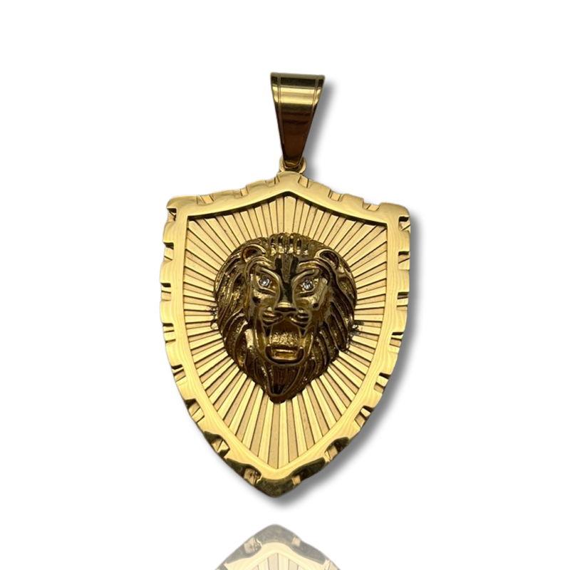 L&T LION EMBLEM aus Edelstahl zusätzlich 24 Karat Goldschicht vergoldet